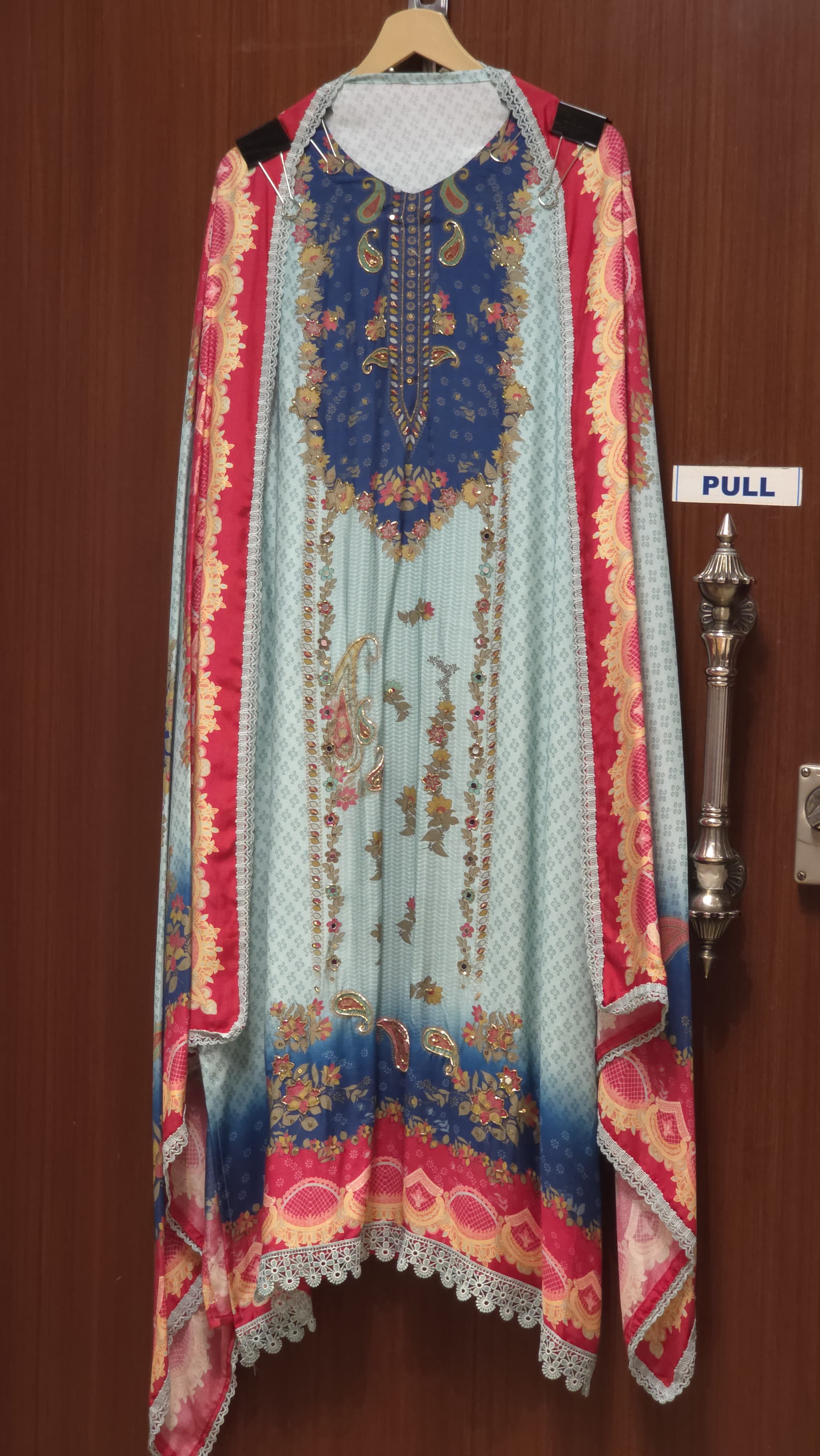 Pakistani Muslin Suit with Handwork & Laces
