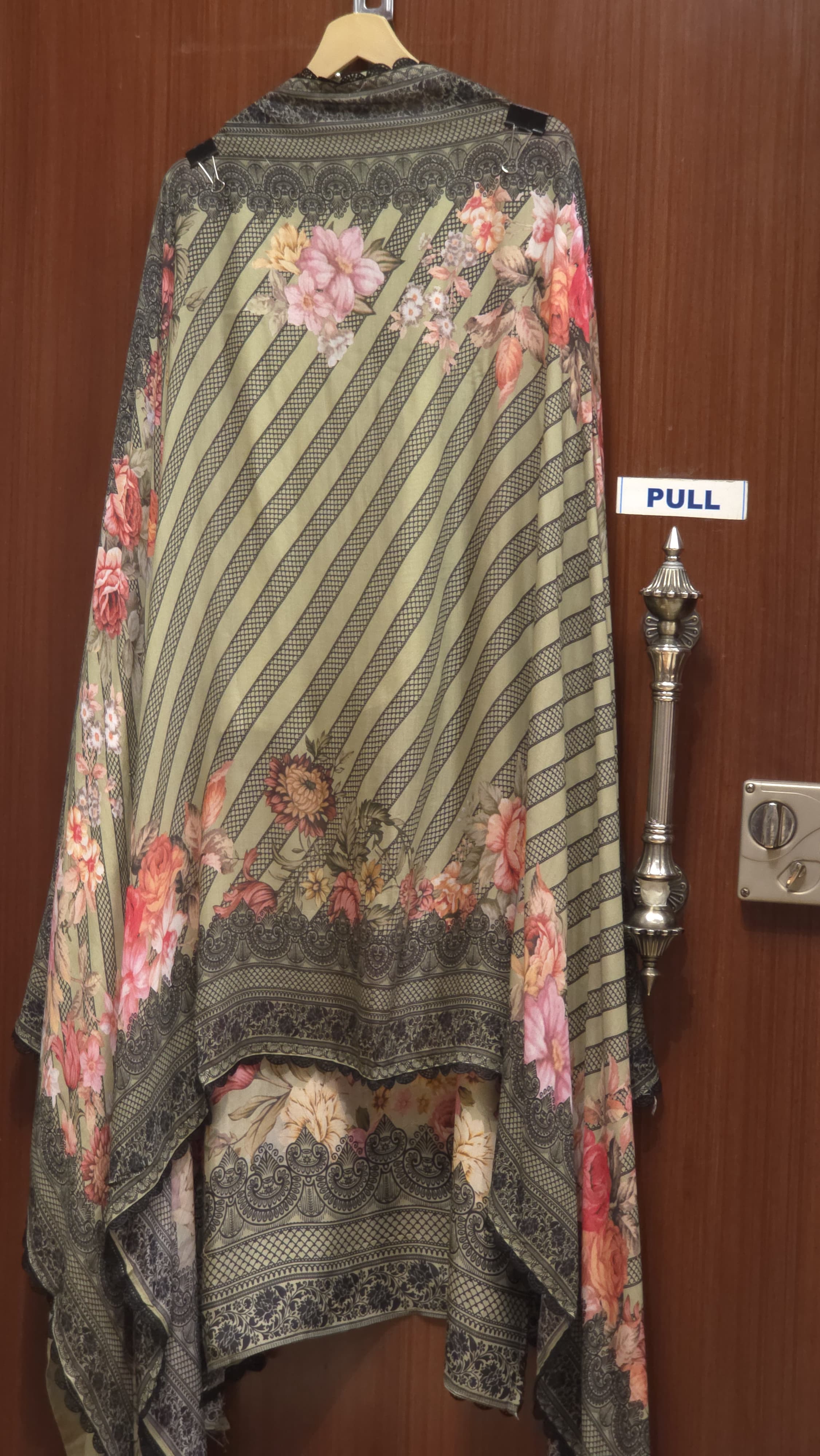 Elegant Muslin Pakistani Suit With Laces & Rear Embroidery