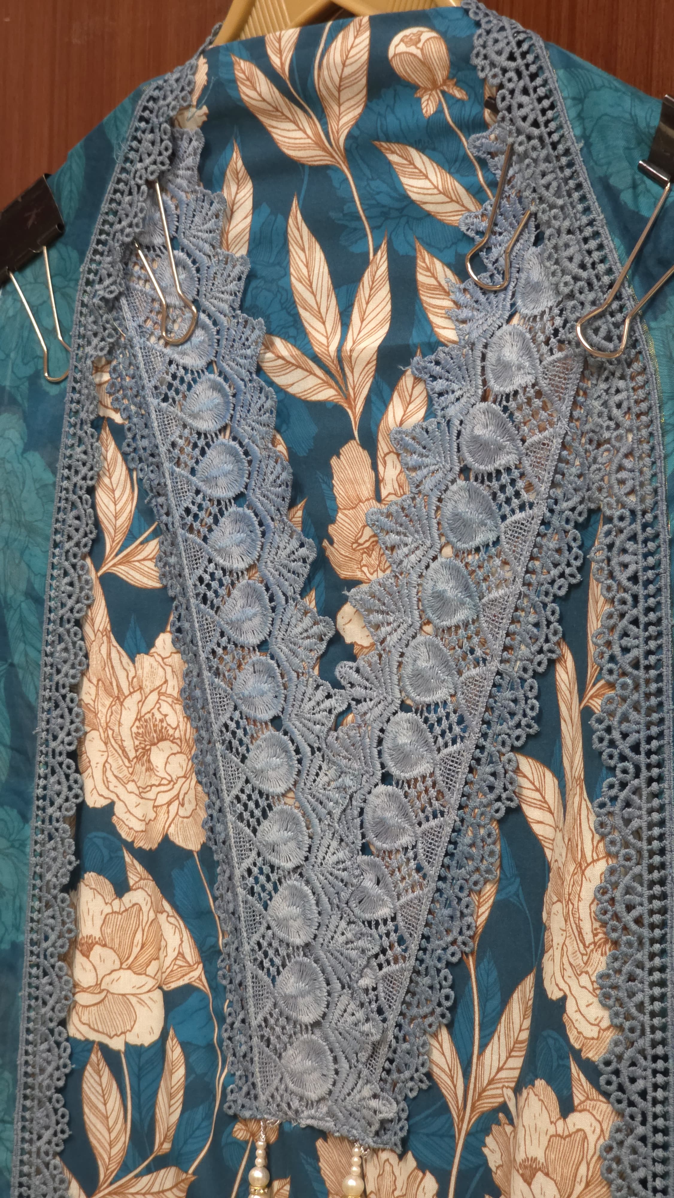 Pure Cotton Suit with Washed & Rugged look Laces