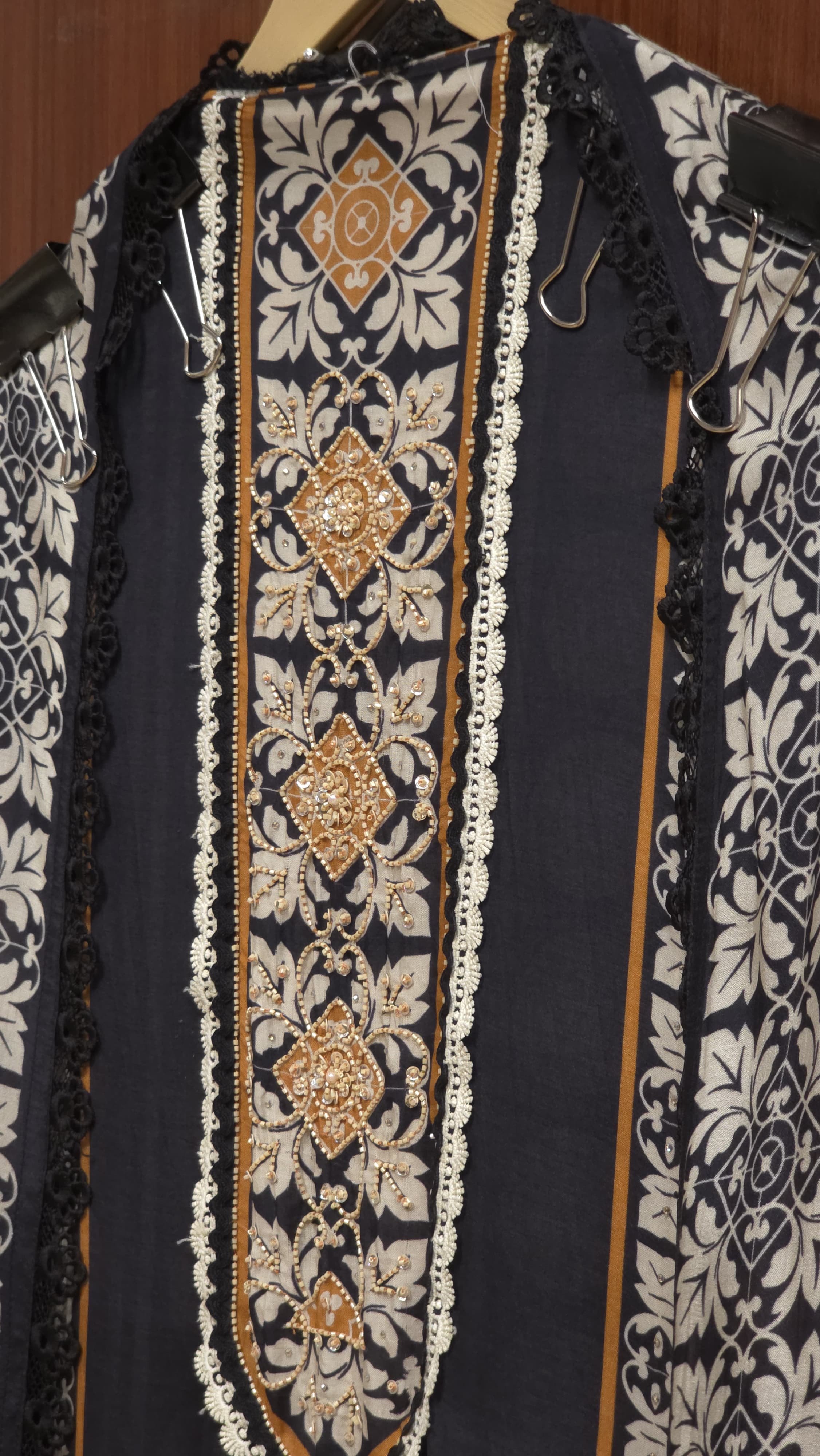 Timeless Black Ivory Designer Muslin Suit