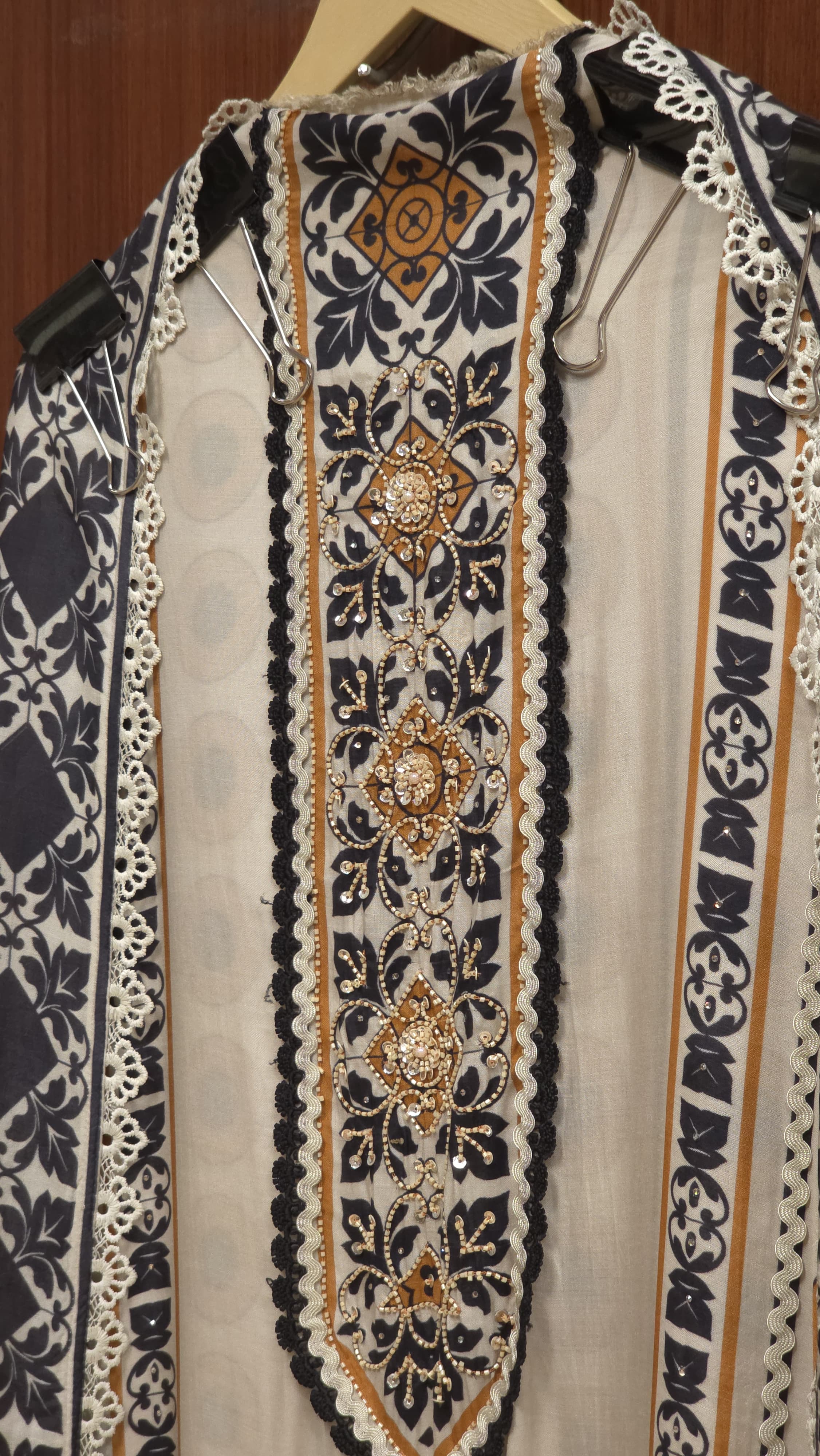 Timeless Black Ivory Designer Muslin Suit