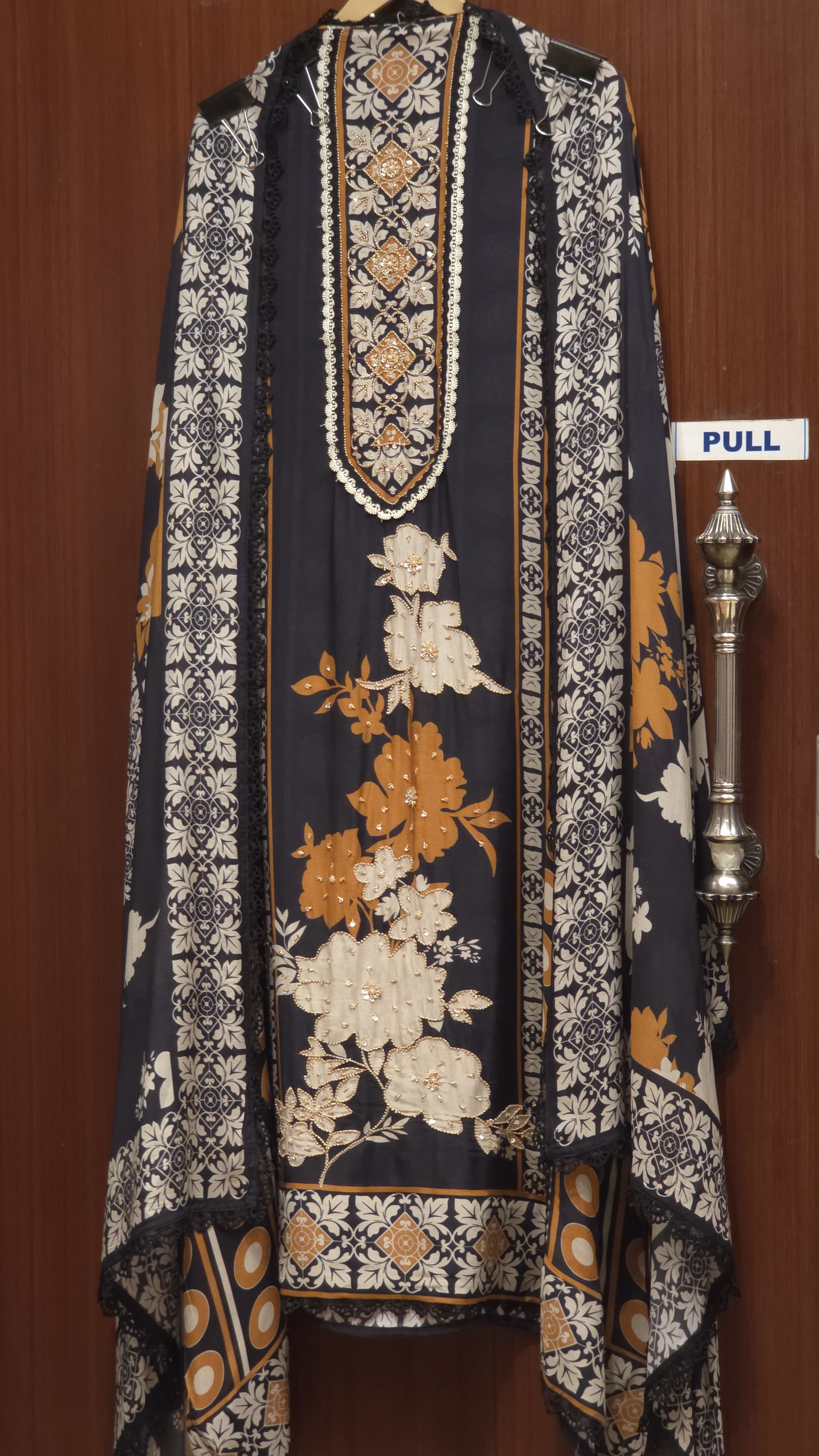 Timeless Black Ivory Designer Muslin Suit