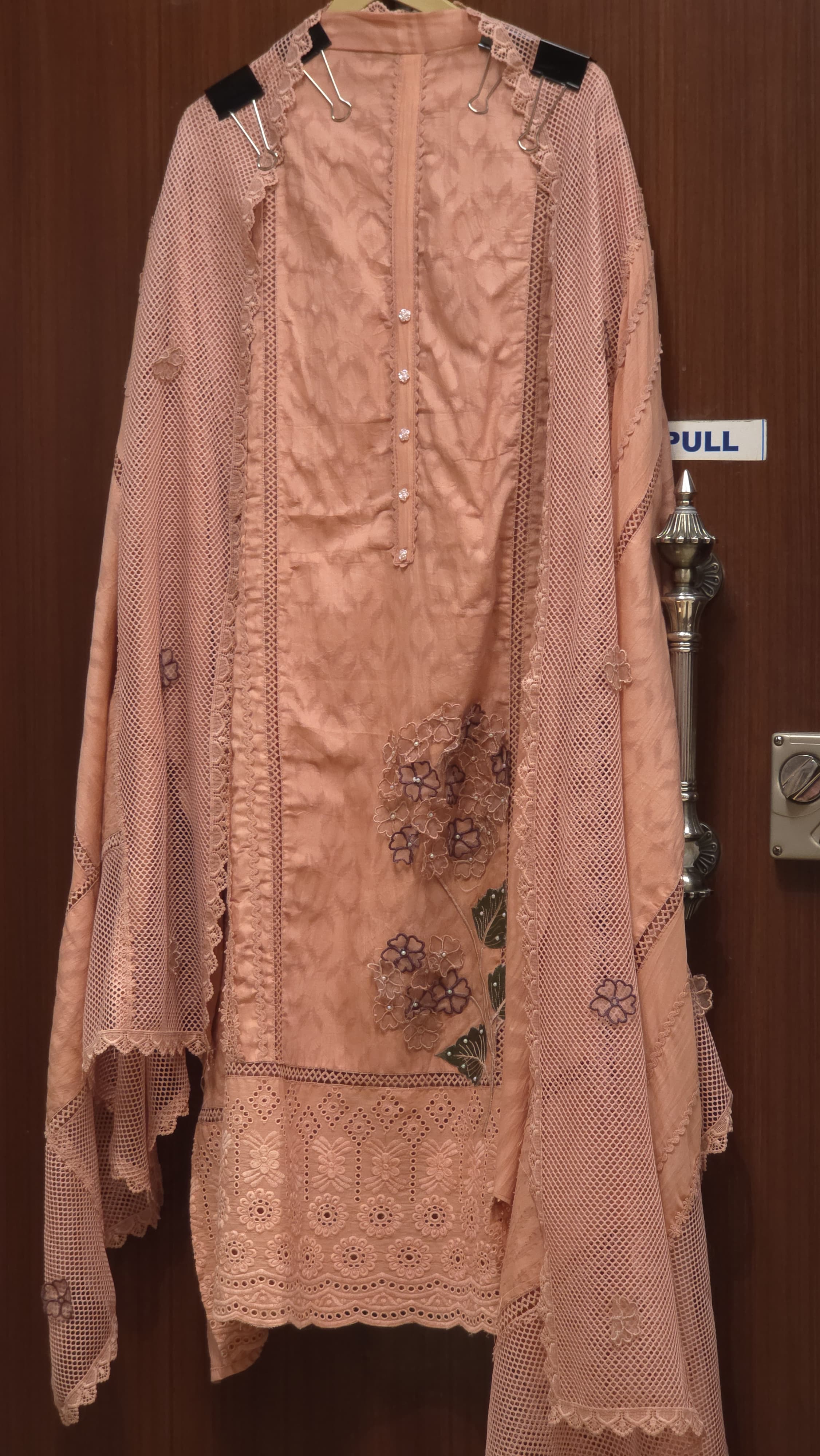 Woven Cotton Suit- 3D floral embroidery, Layered Jaali Dupatta