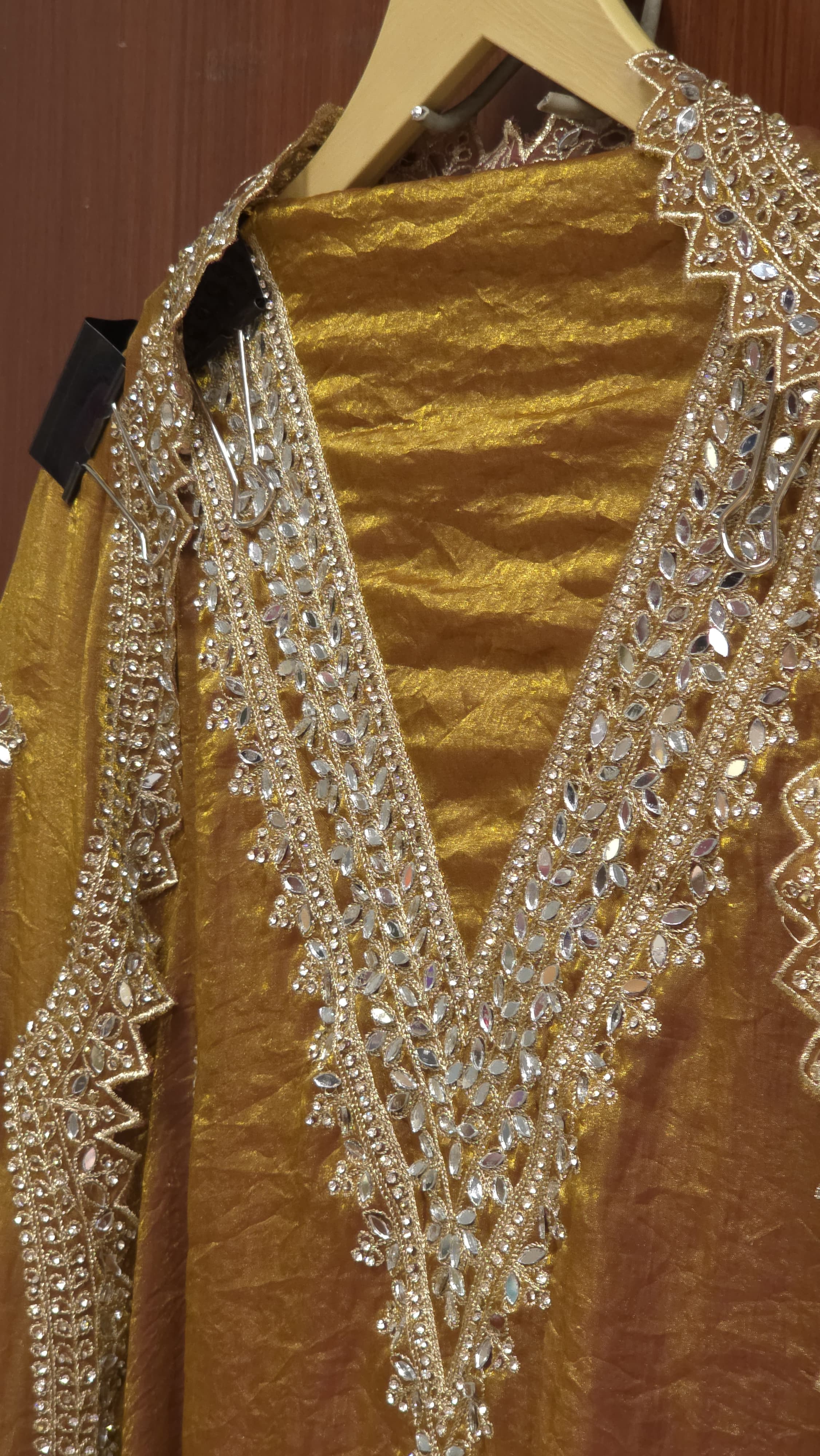 Glamorous Mirror Work Crushed Glass Organza Suit