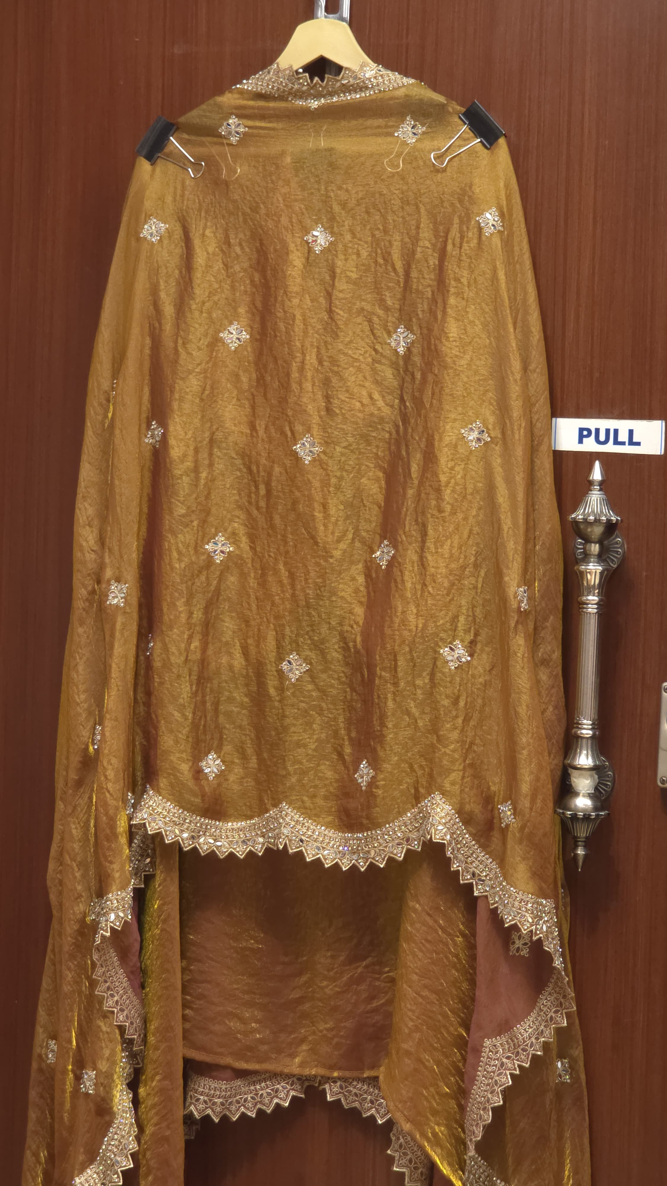 Glamorous Mirror Work Crushed Glass Organza Suit