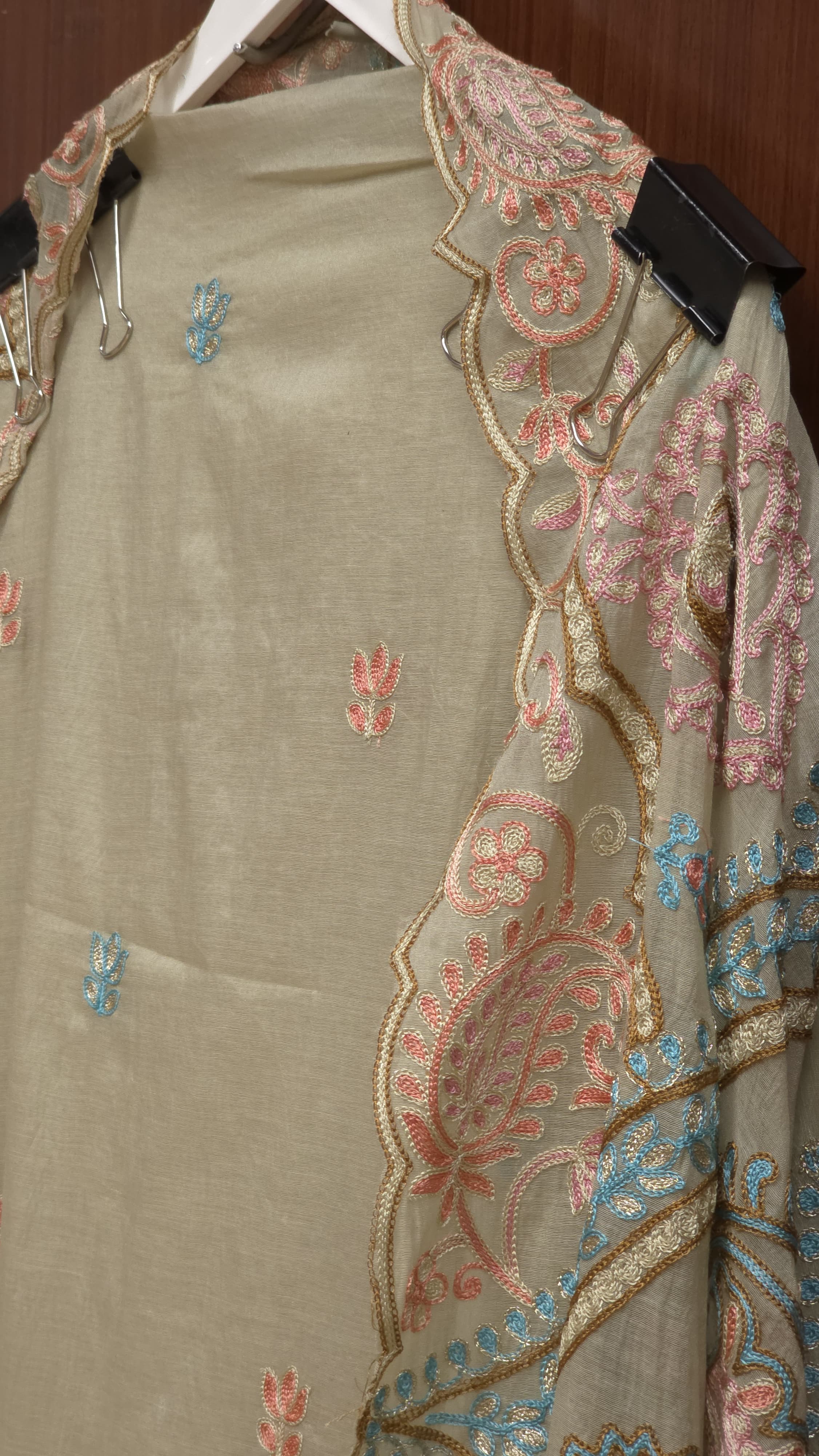 Mul Chanderi Suit with Aari Work
