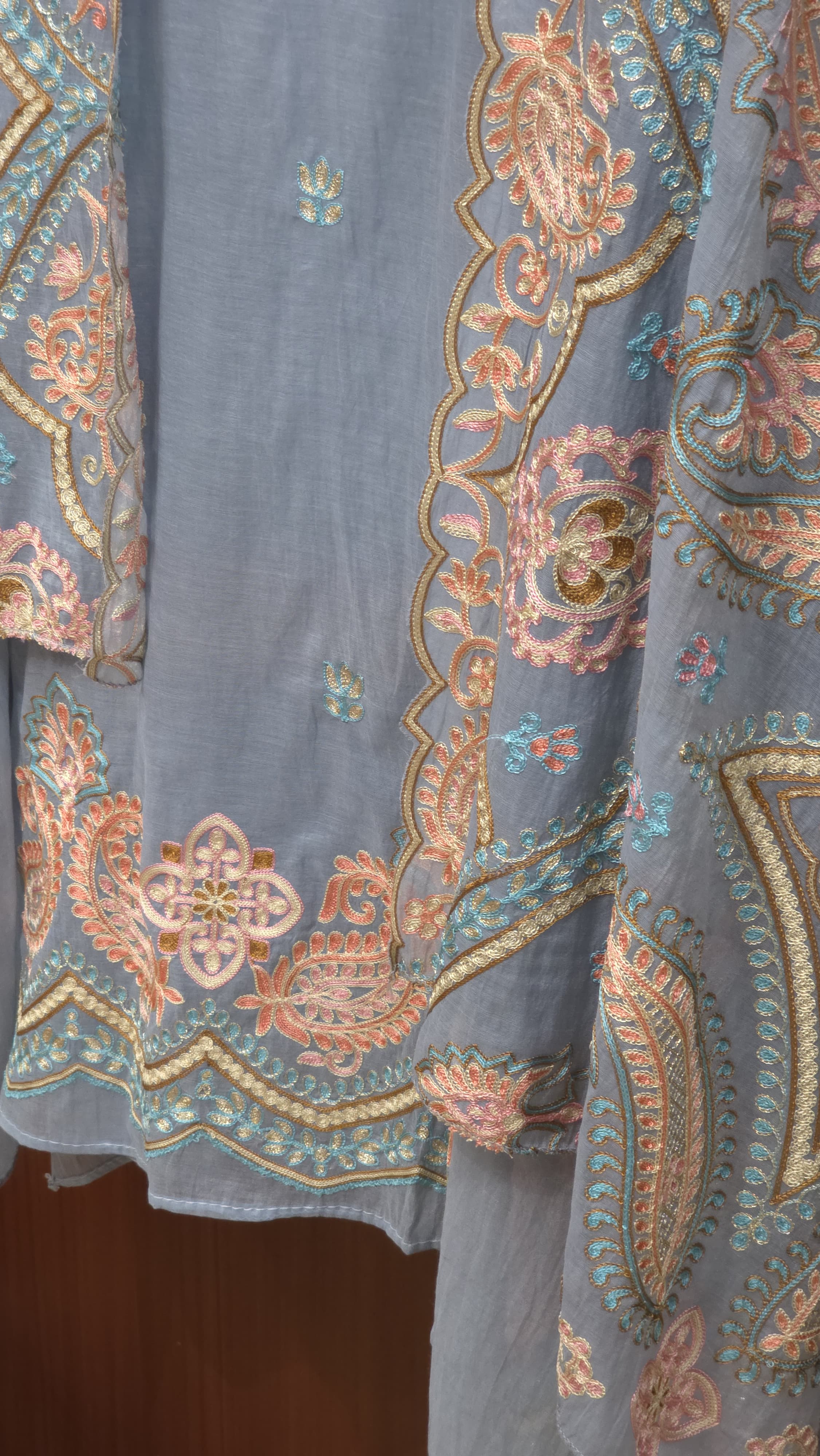 Mul Chanderi Suit with Aari Work