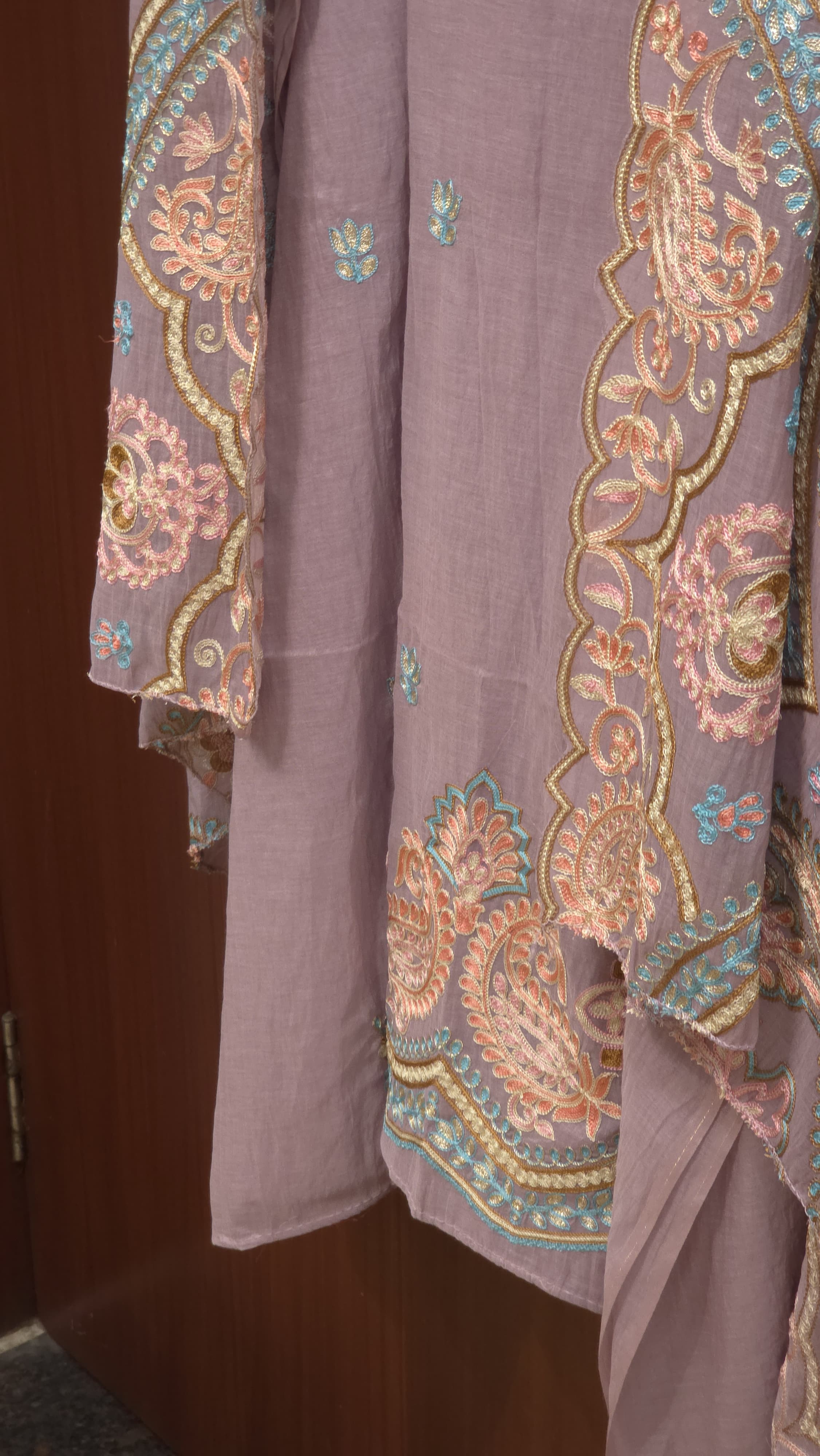 Mul Chanderi Suit with Aari Work