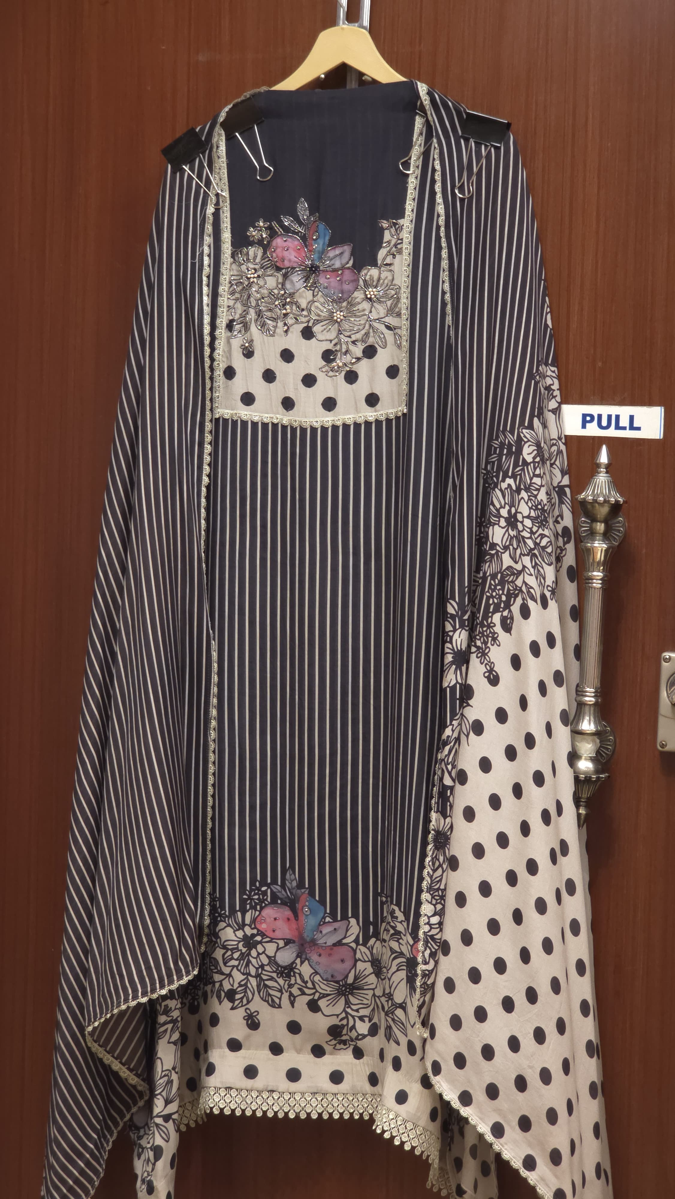 Stripe Polka Fusion – Pure Muslin Suit