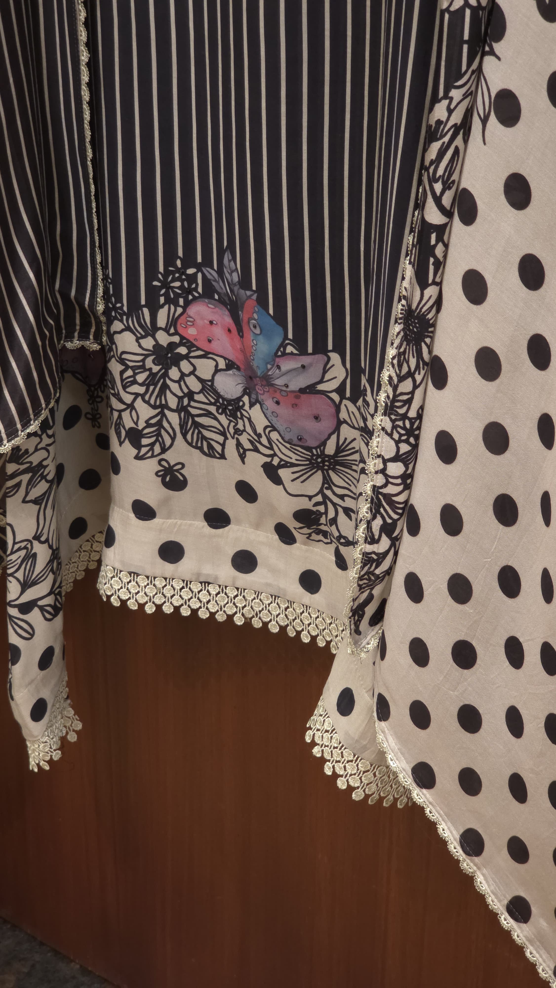 Stripe Polka Fusion – Pure Muslin Suit