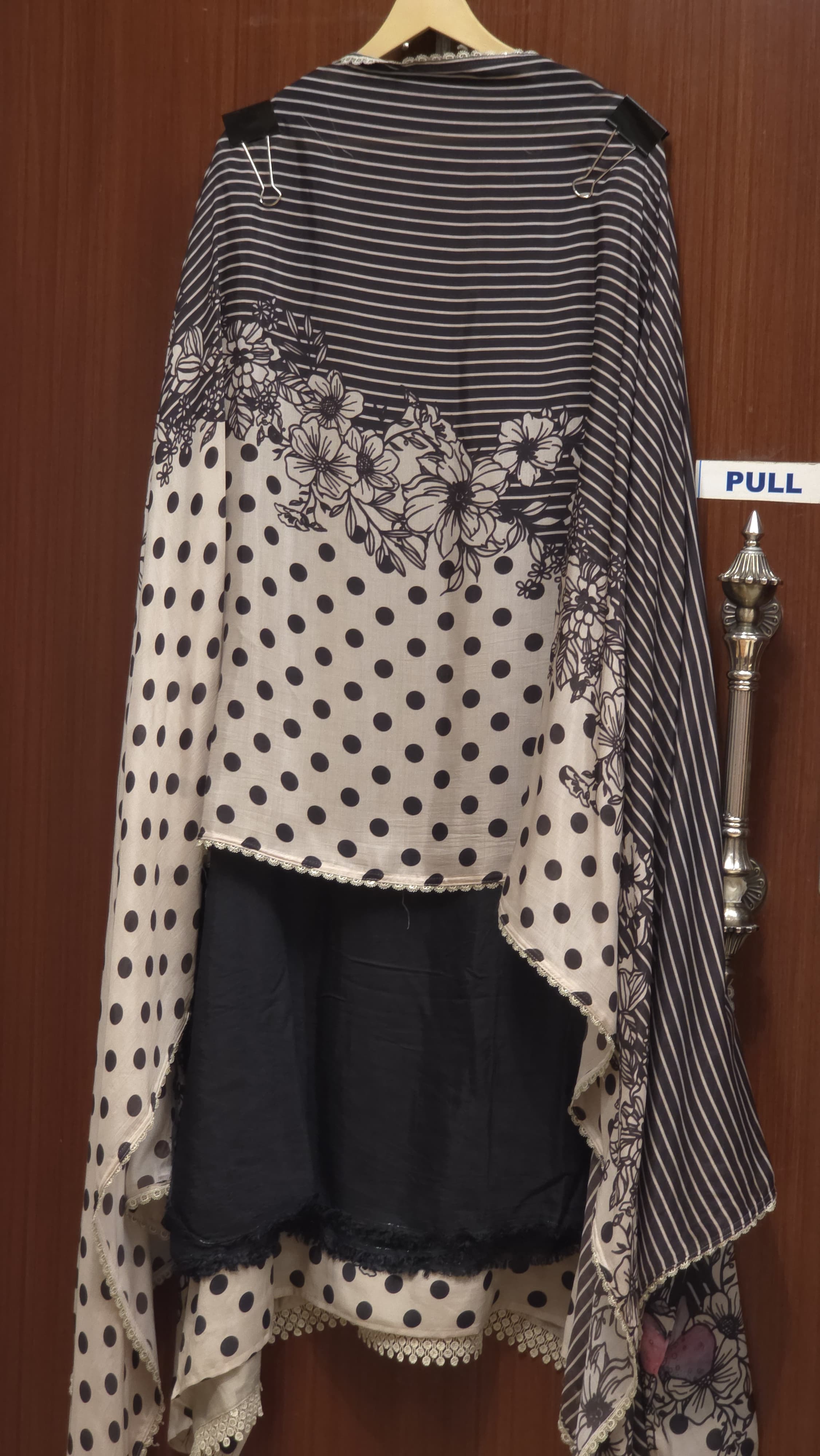 Stripe Polka Fusion – Pure Muslin Suit