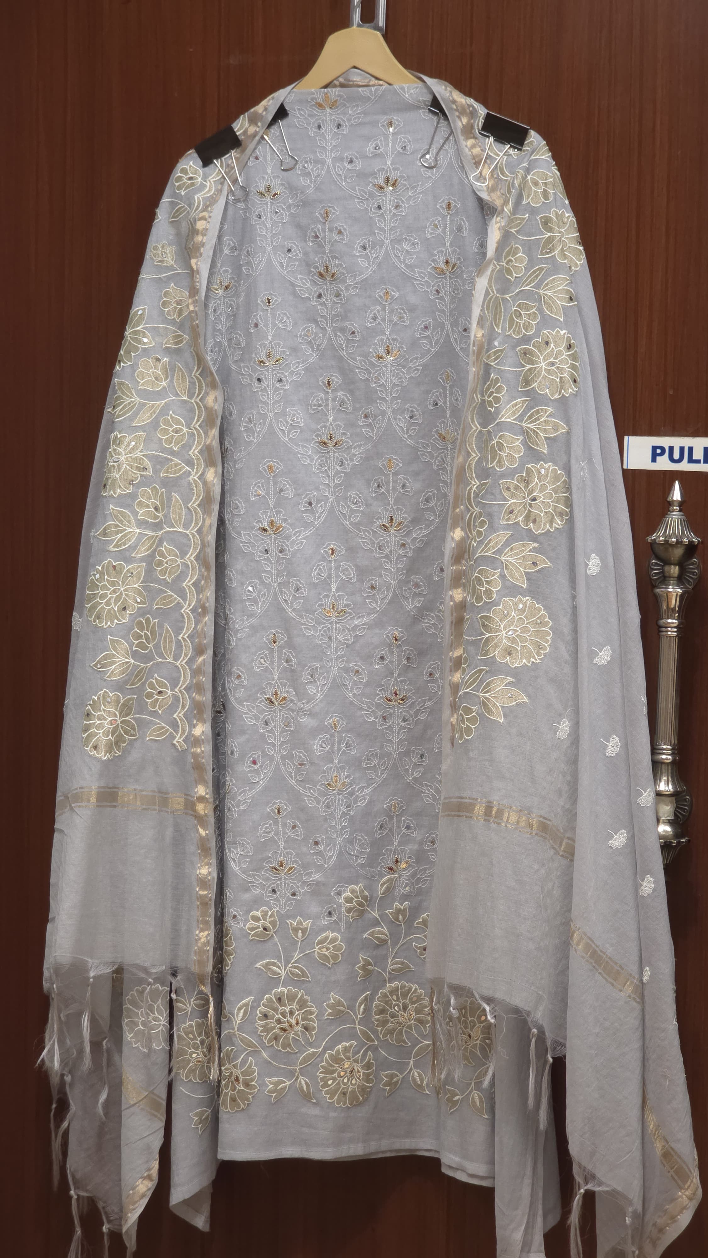Mul chanderi Patchwork & Threadwork Suit