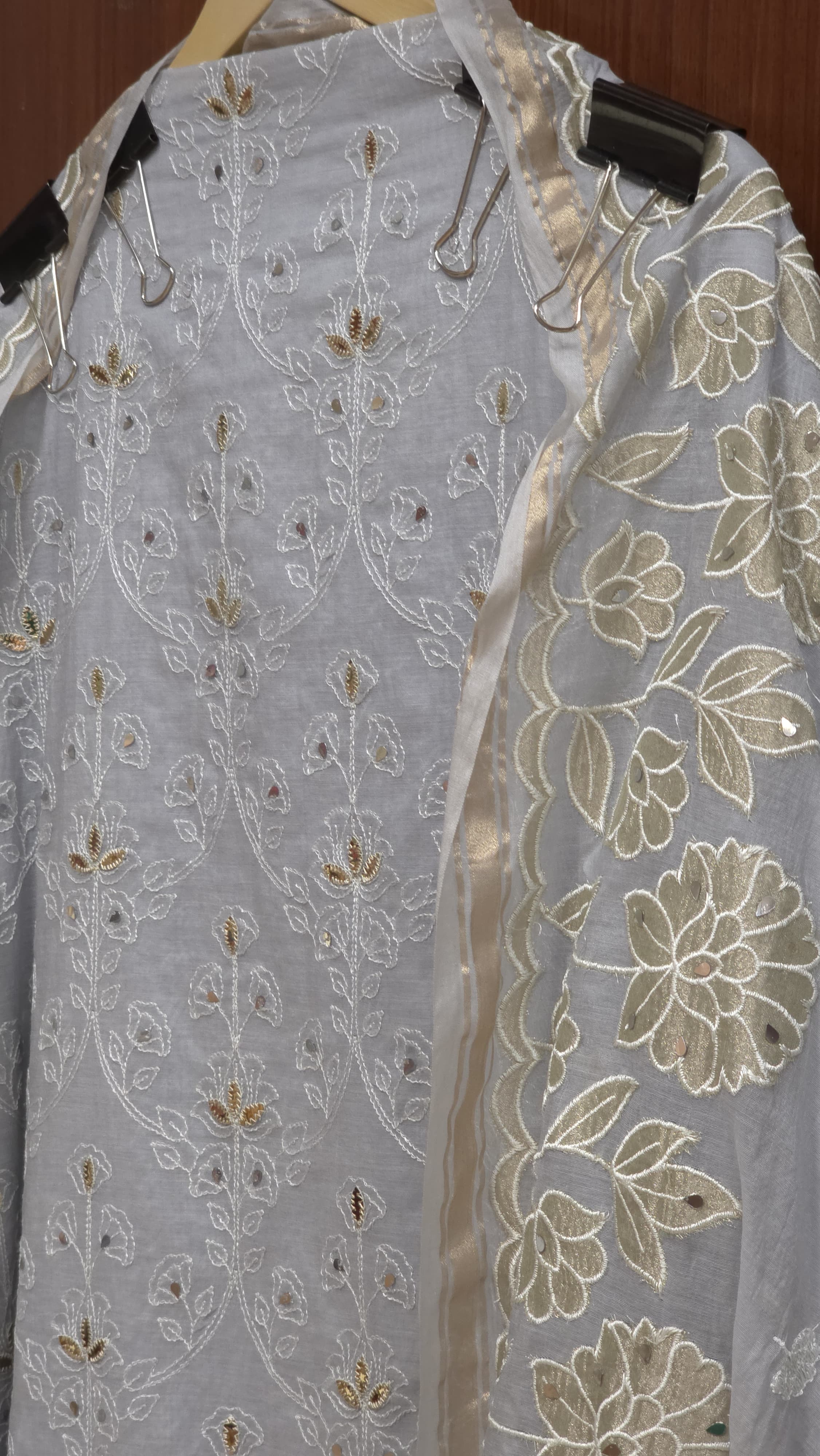 Mul chanderi Patchwork & Threadwork Suit