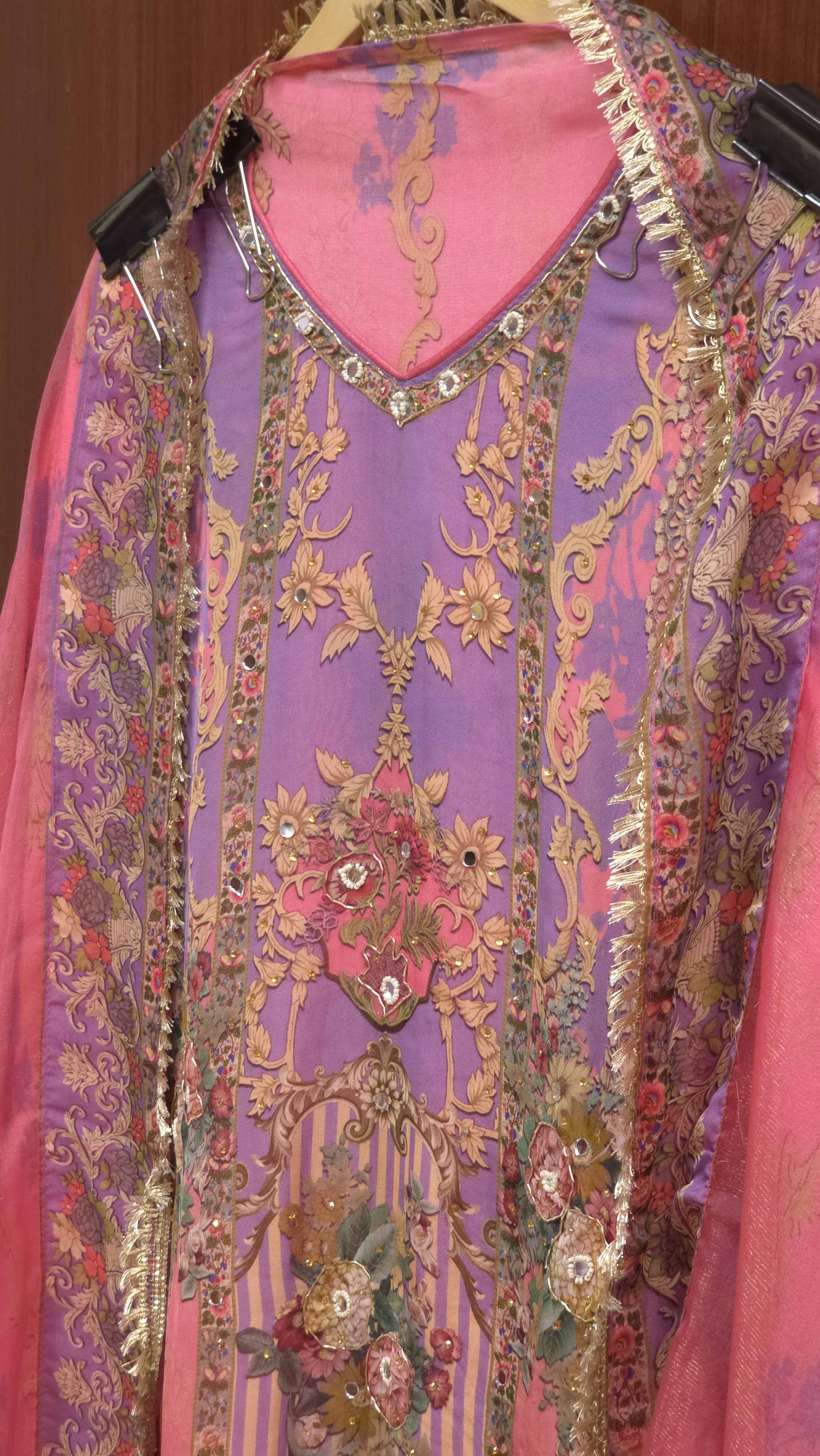 Pakistani Organza Suit with Patchwork Dupatta