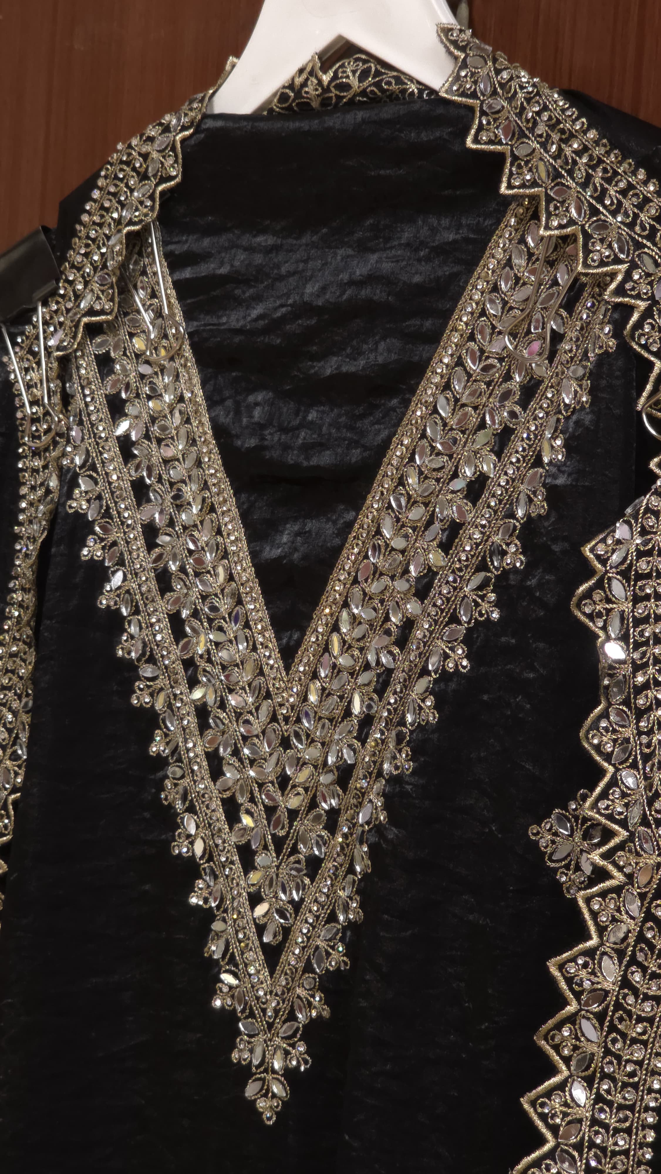 Glamorous Mirror Work Crushed Glass Organza Suit