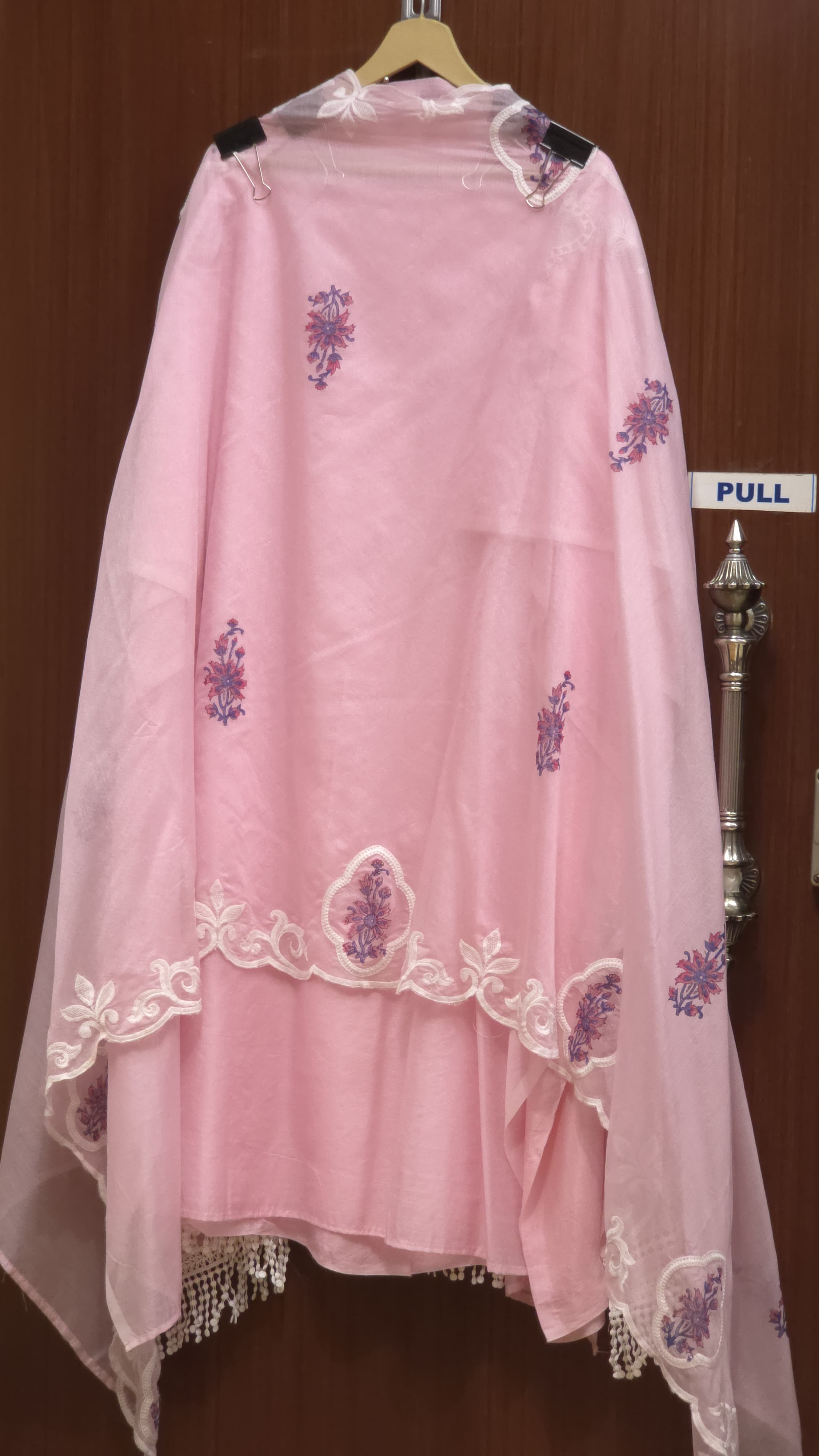 Mul chanderi Suit - Printed, Threadwork with laces