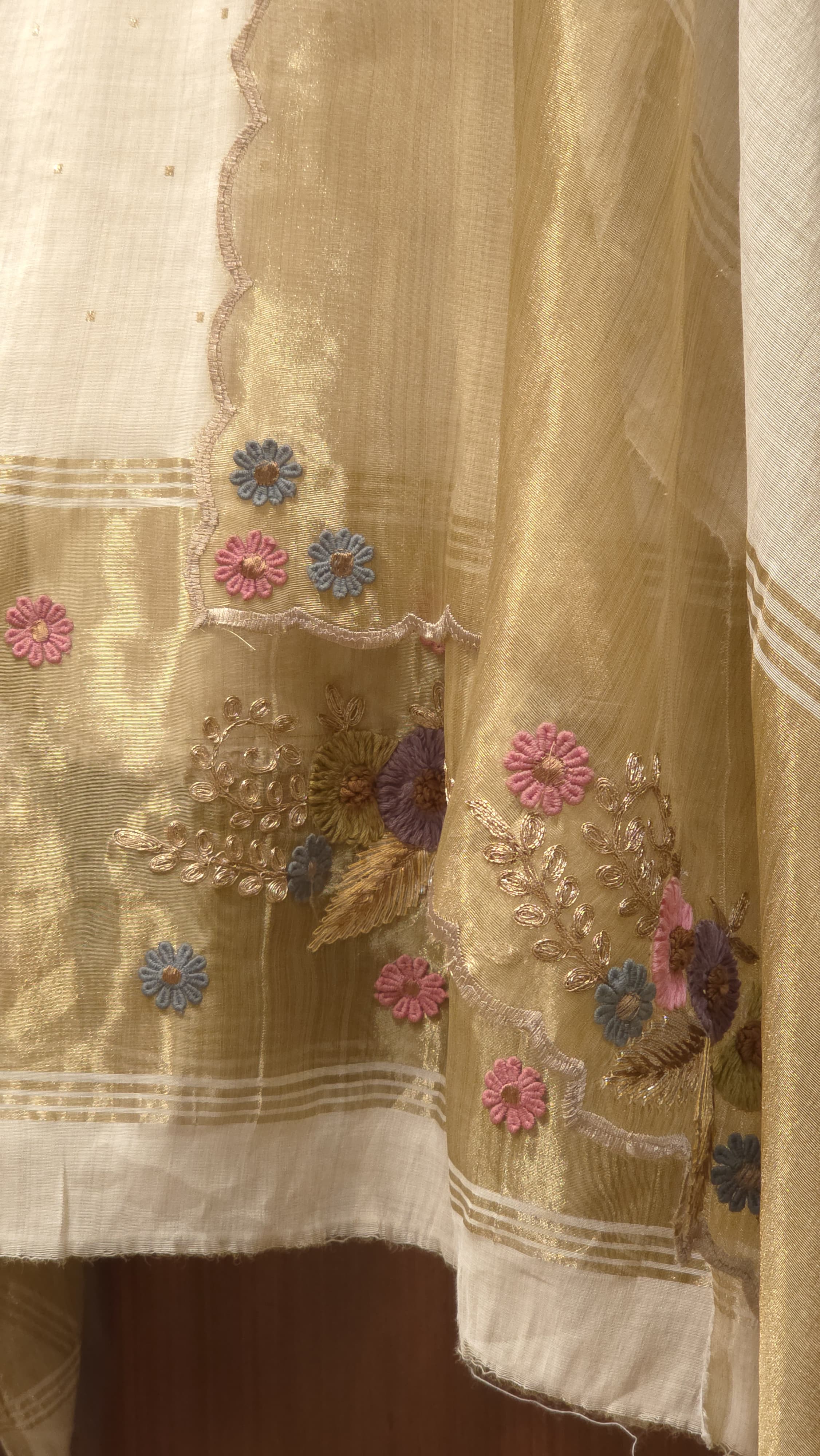 Banaras-woven Pure Mul Chanderi Handcrafted Suit