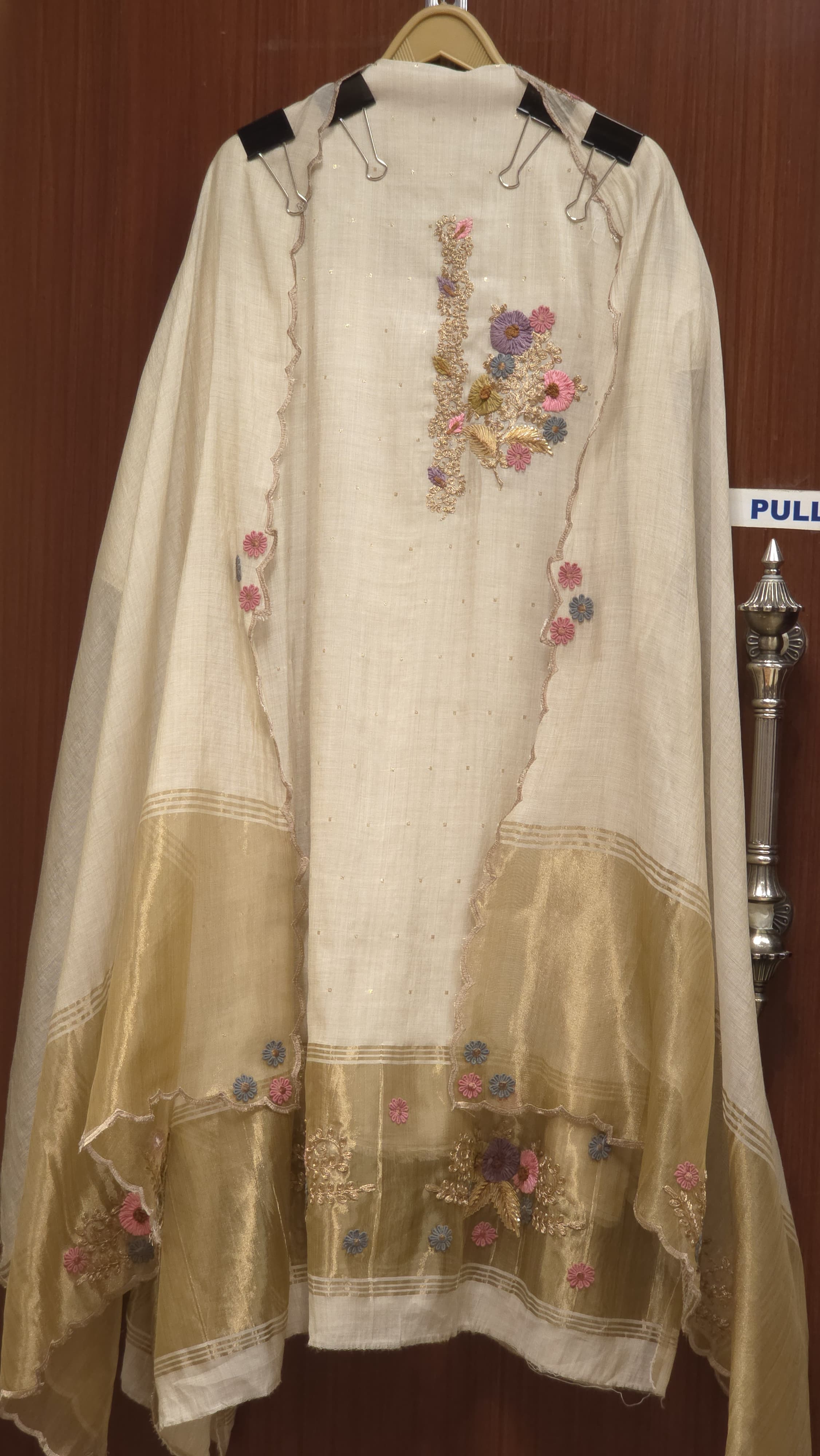 Banaras-woven Pure Mul Chanderi Handcrafted Suit
