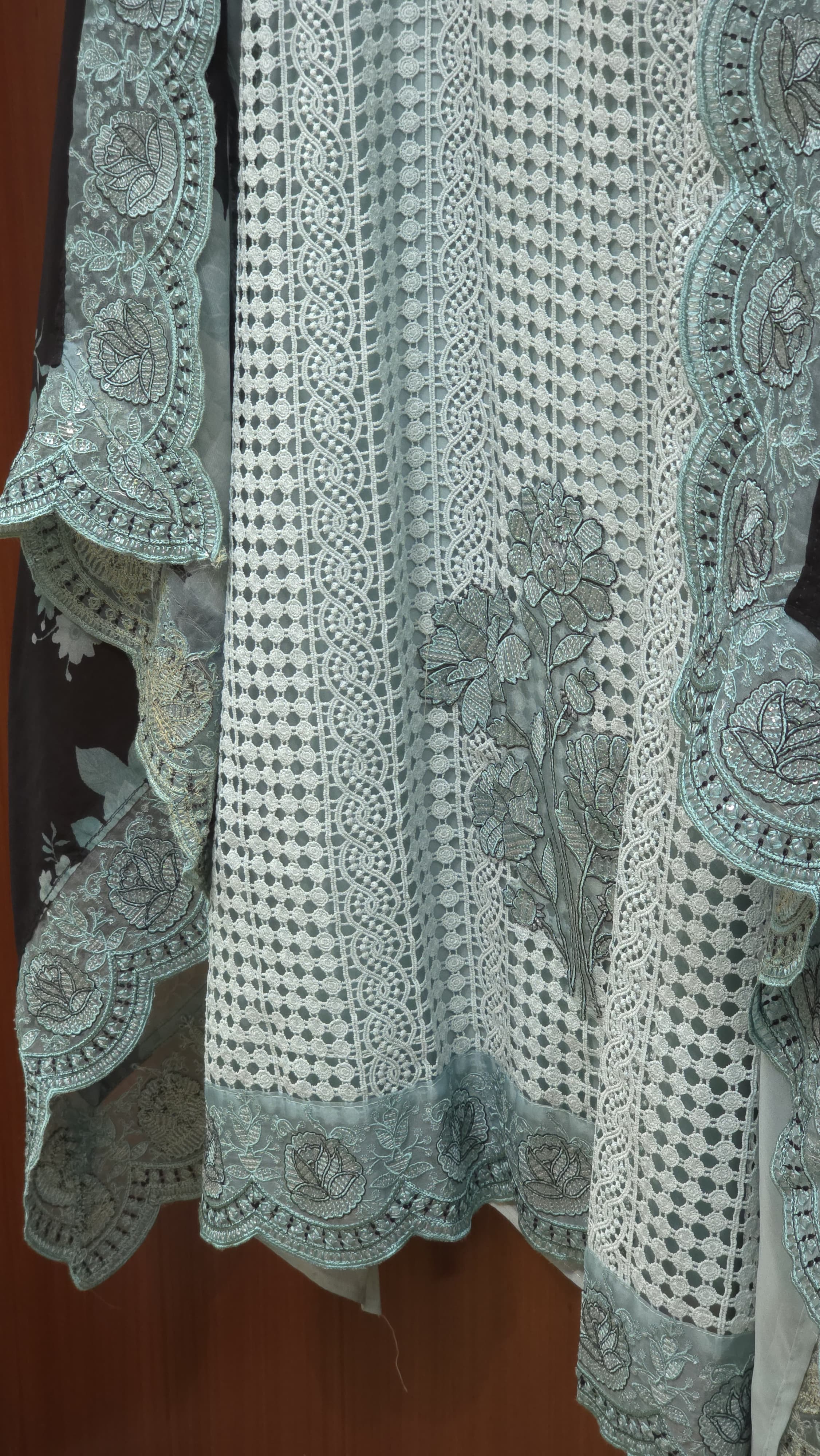Pakistani Crochet Suit 5.O -Pure Organza