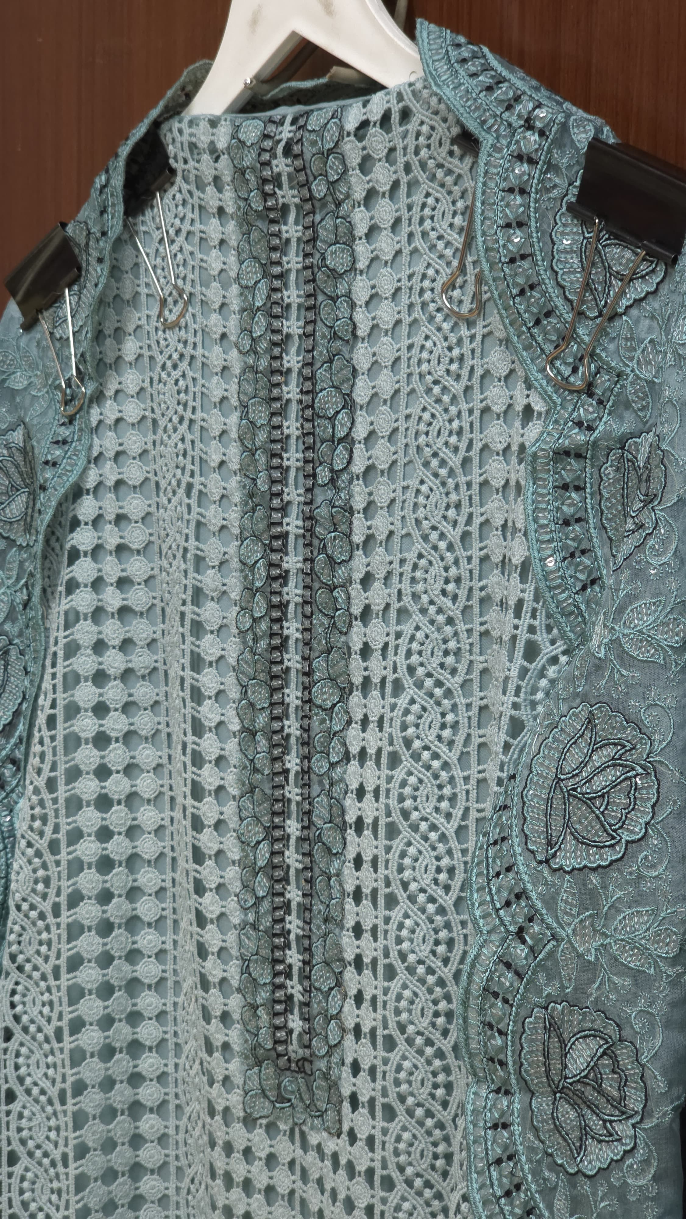 Pakistani Crochet Suit 5.O -Pure Organza