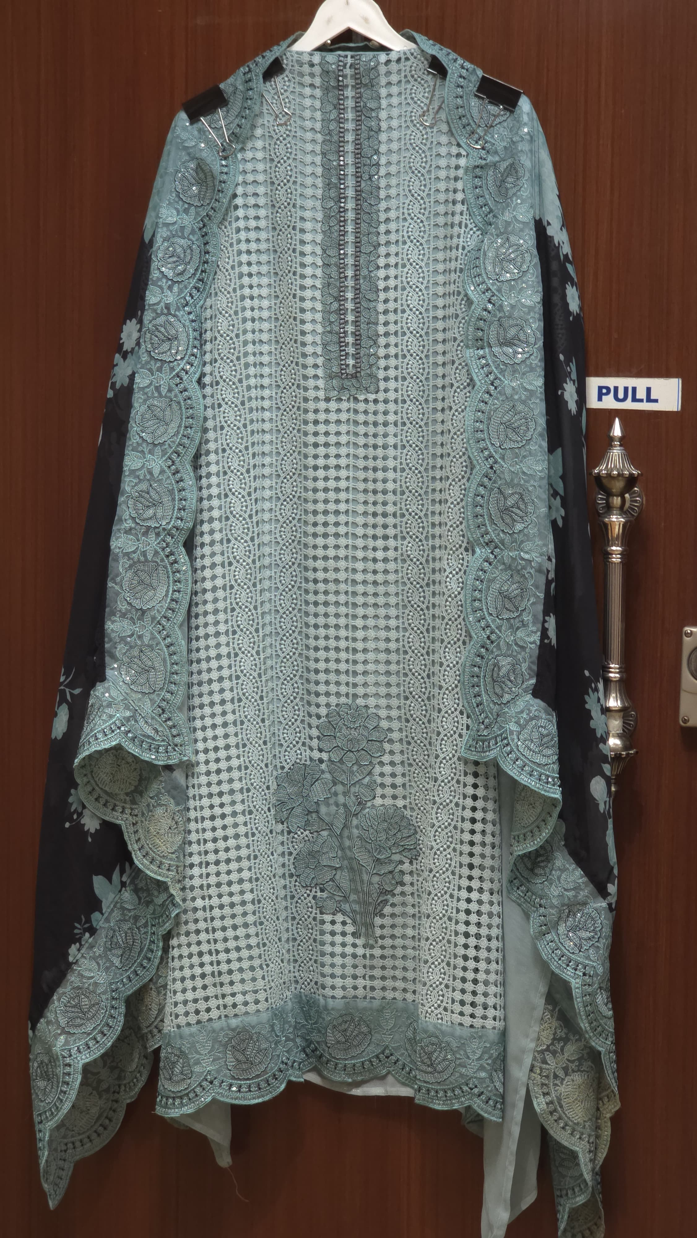 Pakistani Crochet Suit 5.O -Pure Organza