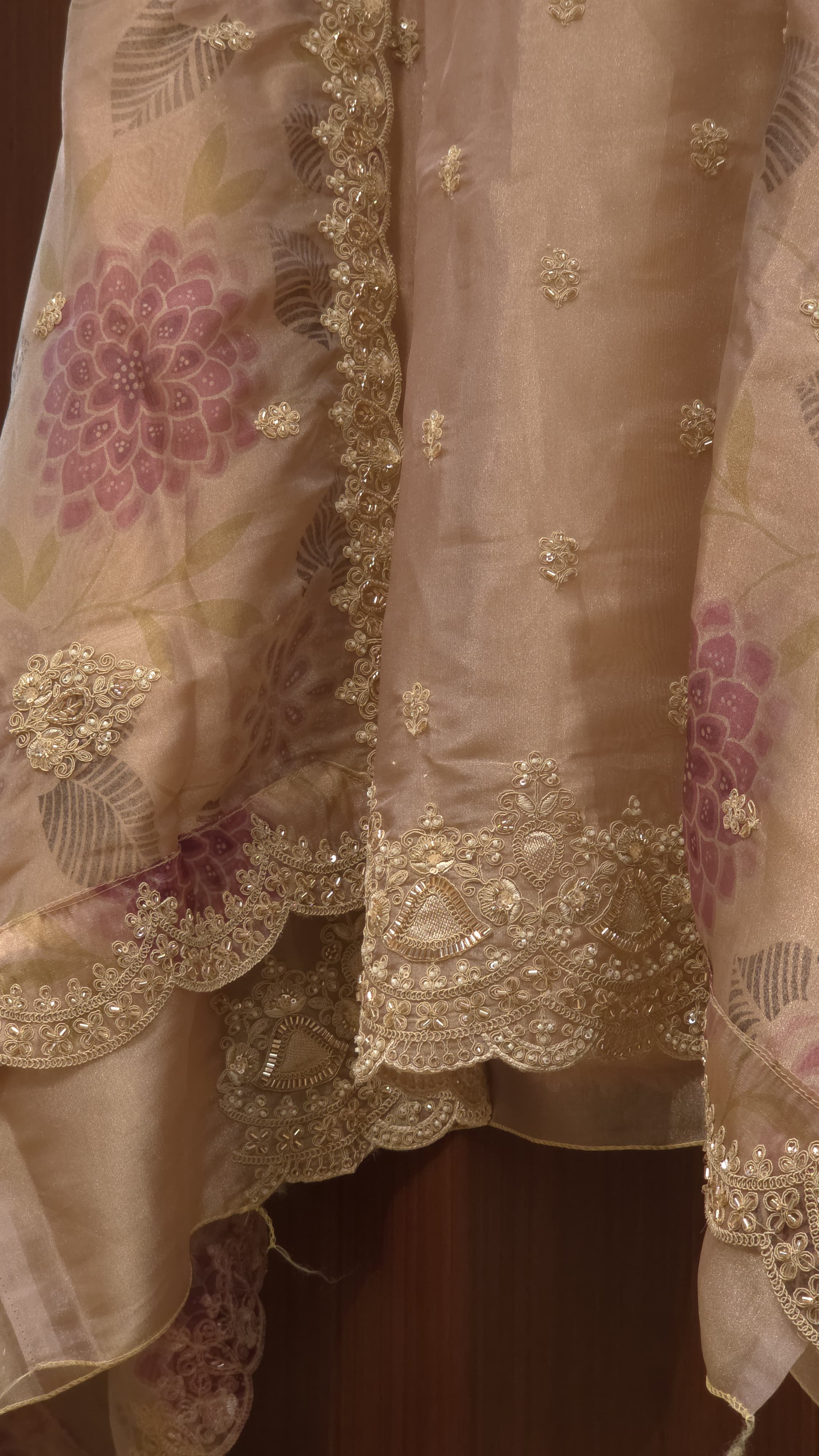 Italian Glass Tissue Suit - Printed Dupatta