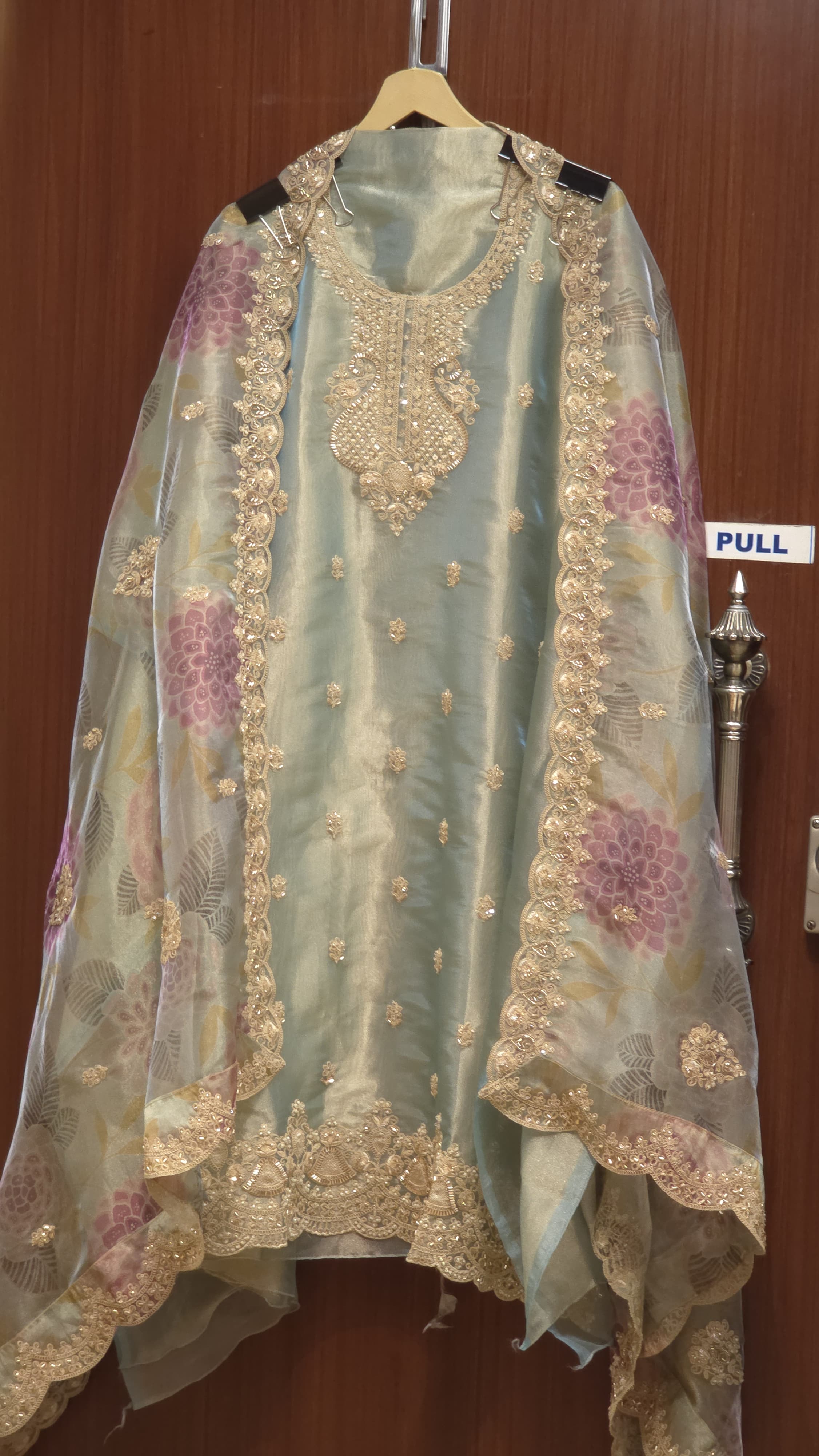 Italian Glass Tissue Suit - Printed Dupatta