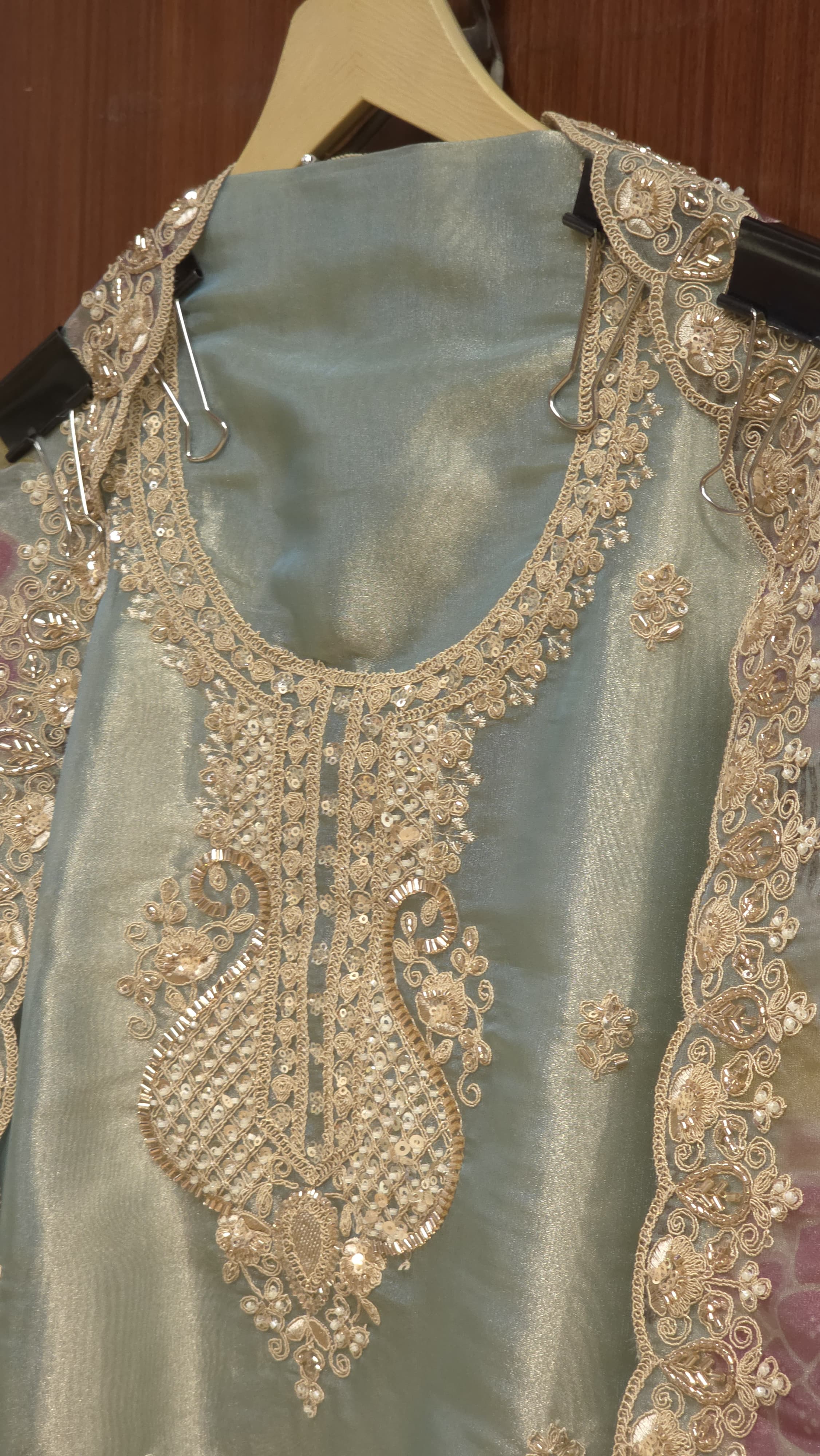Italian Glass Tissue Suit - Printed Dupatta