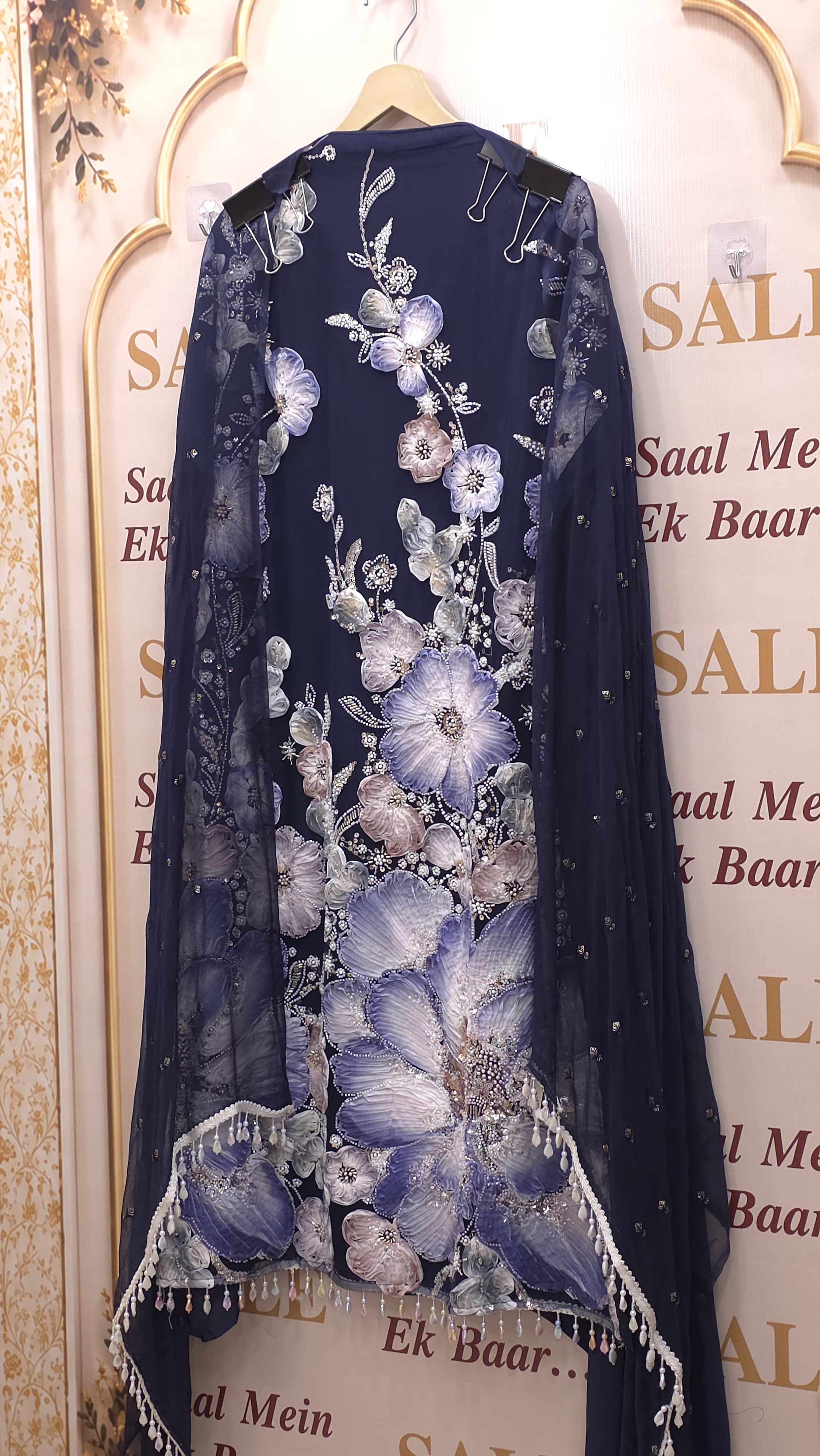 Indo-Western Suit - 3D Floral Embroidery