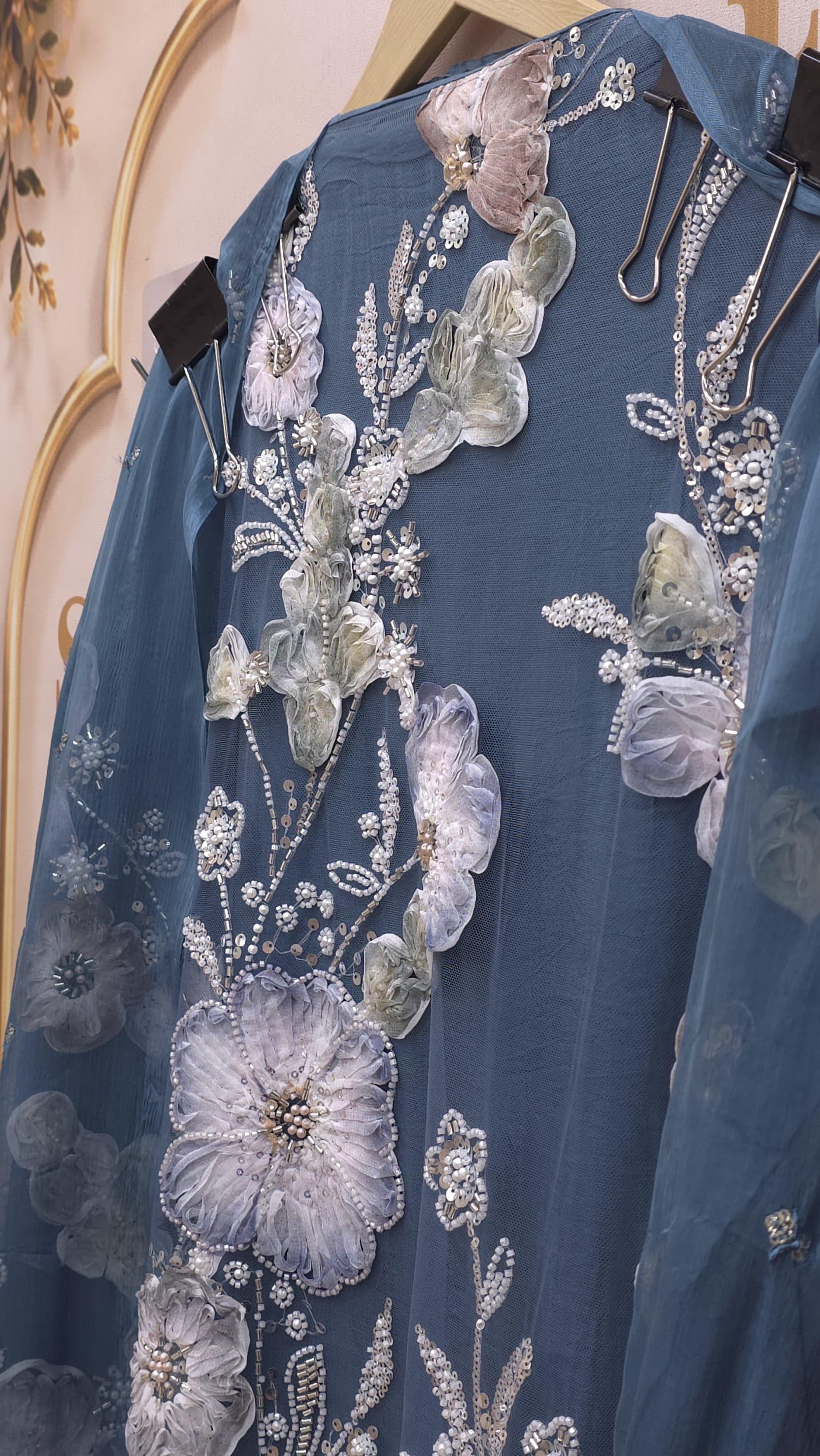 Indo-Western Suit - 3D Floral Embroidery