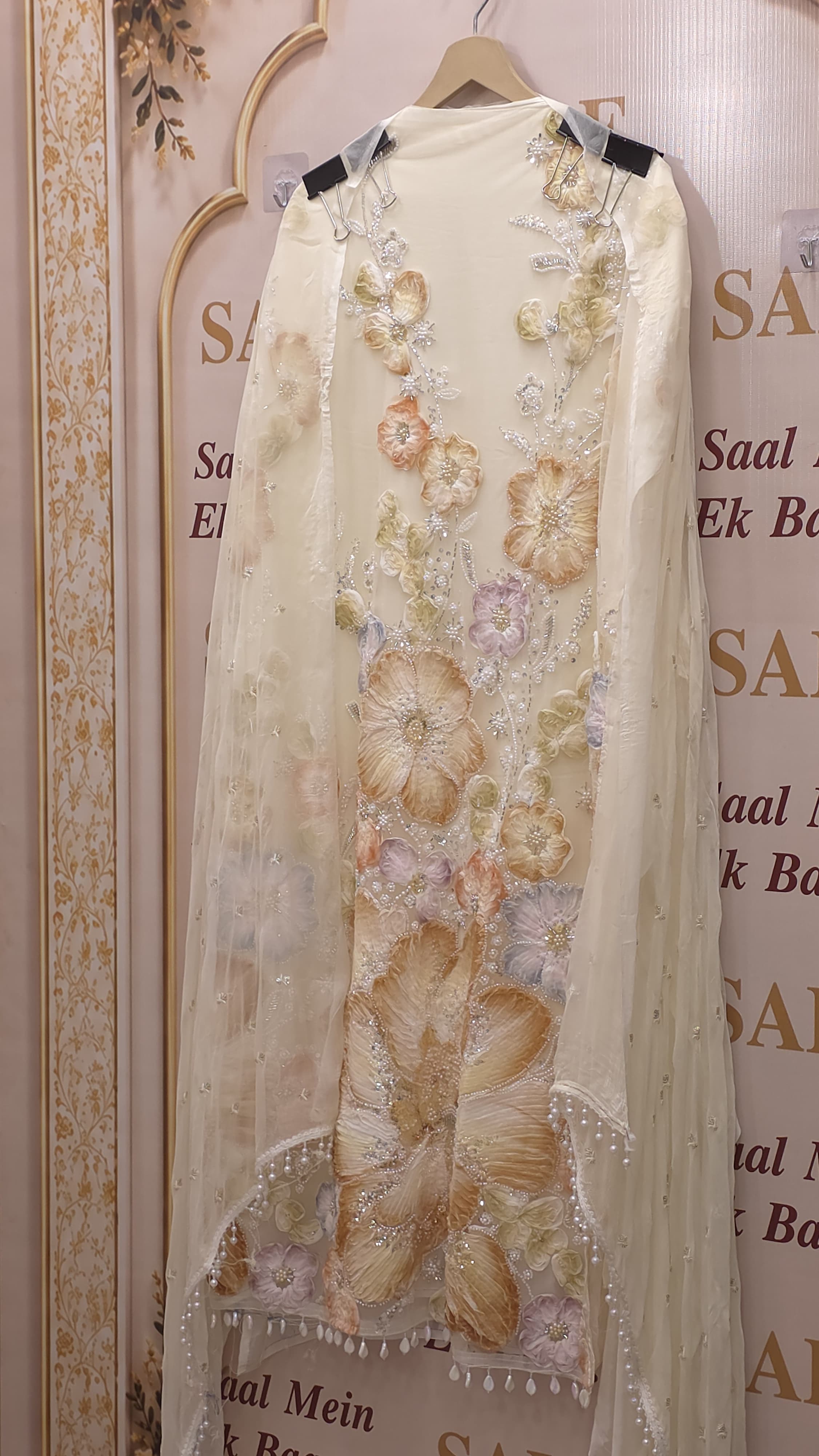 Indo-Western Suit - 3D Floral Embroidery