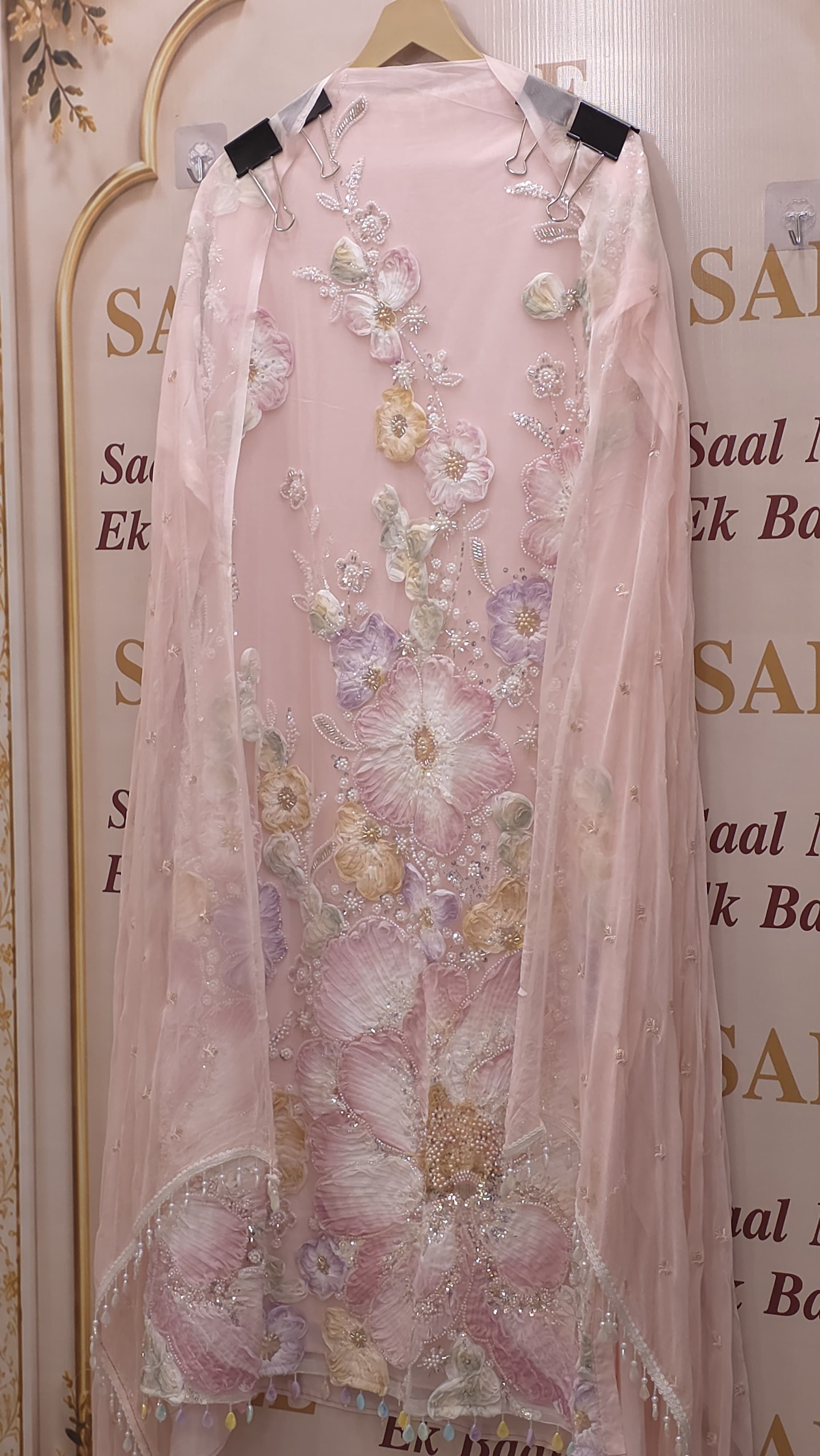 Indo-Western Suit - 3D Floral Embroidery