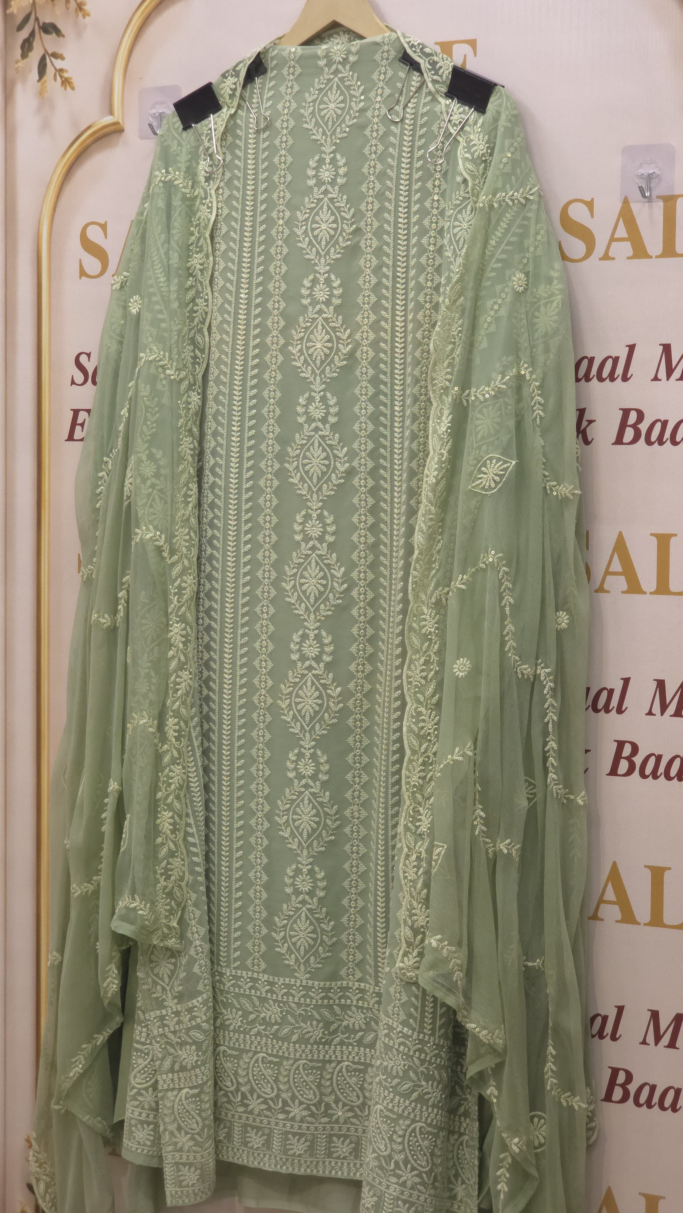 Georgette Lucknowi Suit with Pure Chiffon Dupatta