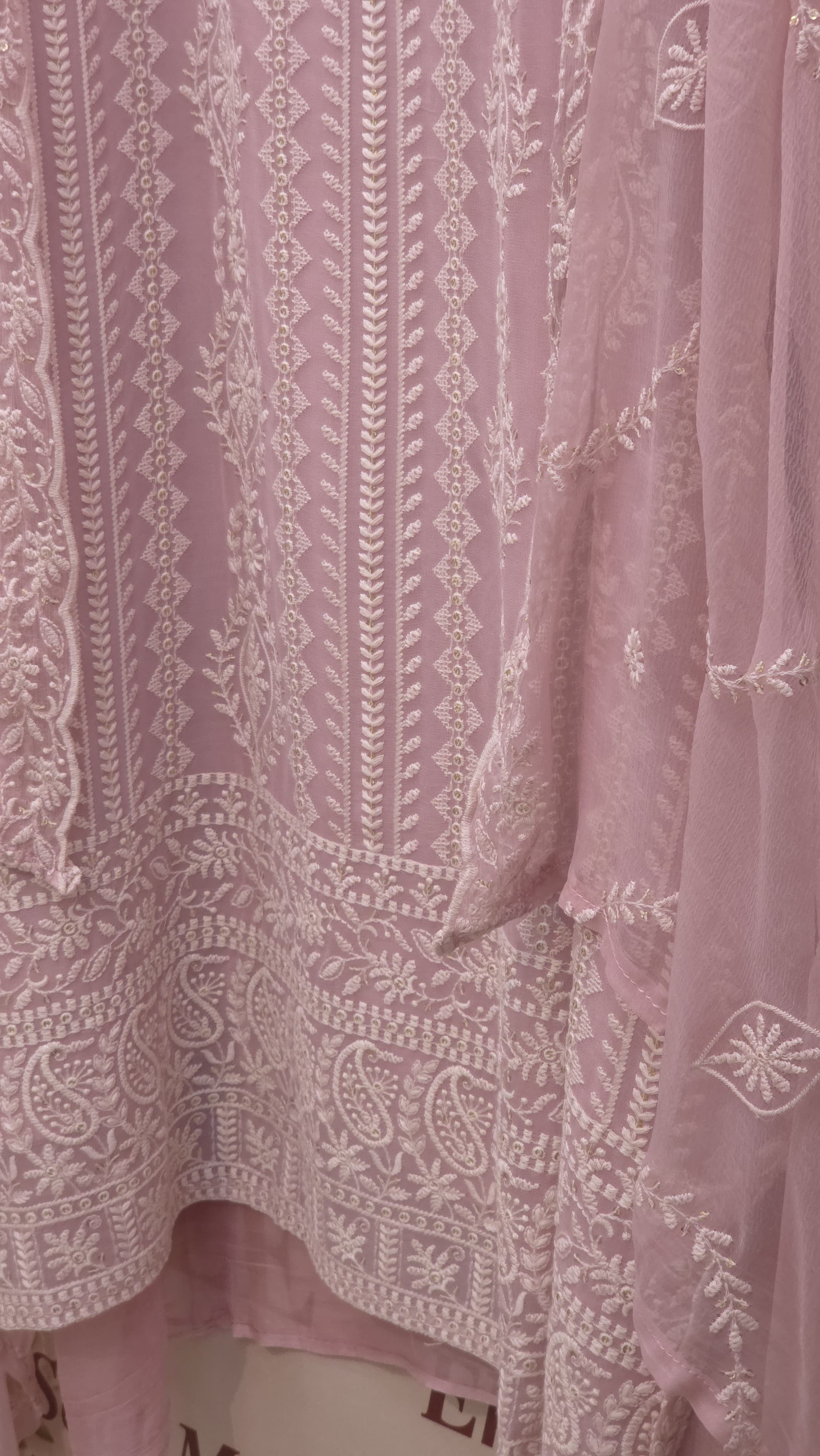 Georgette Lucknowi Suit with Pure Chiffon Dupatta