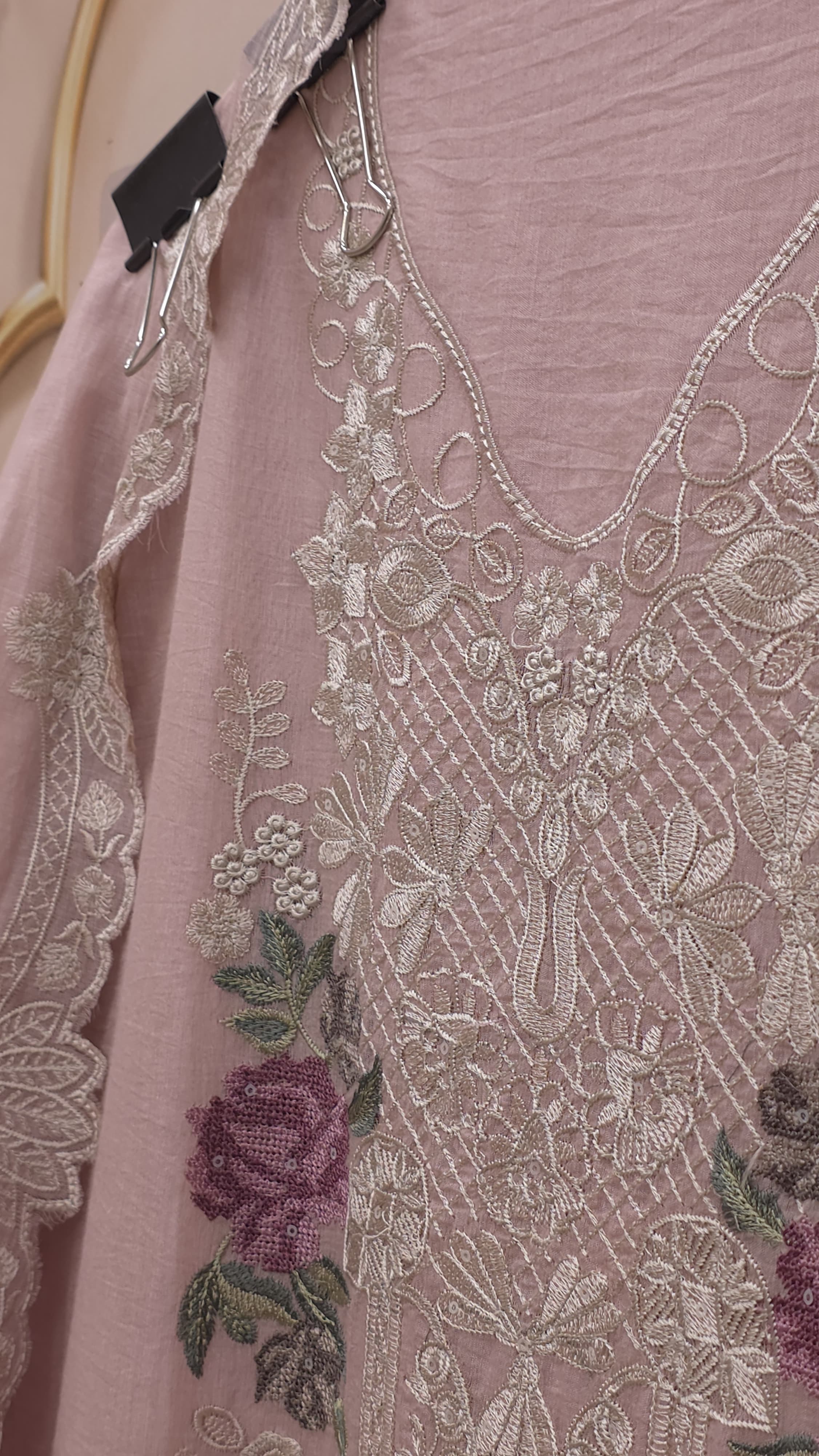 Mul Chanderi Cross- Stitch & Threadwork Suit
