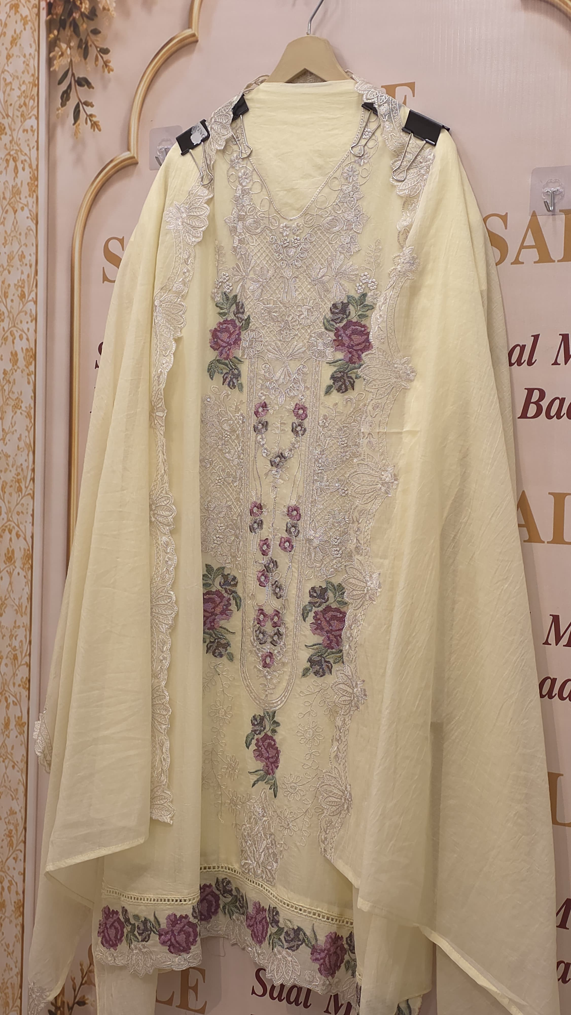 Mul Chanderi Cross- Stitch & Threadwork Suit