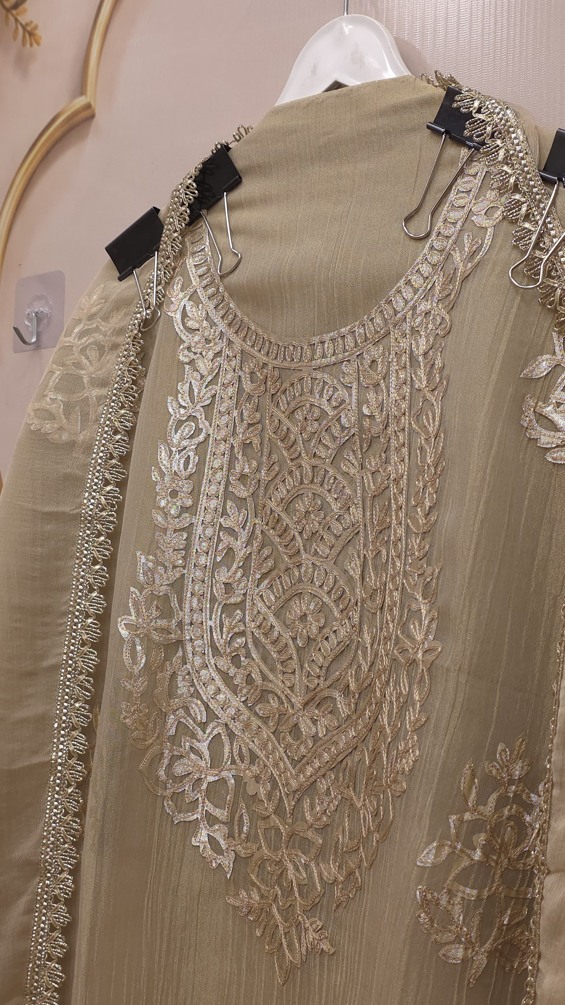 Laser Cut Crush Tissue Suit - Chiffon Dupatta