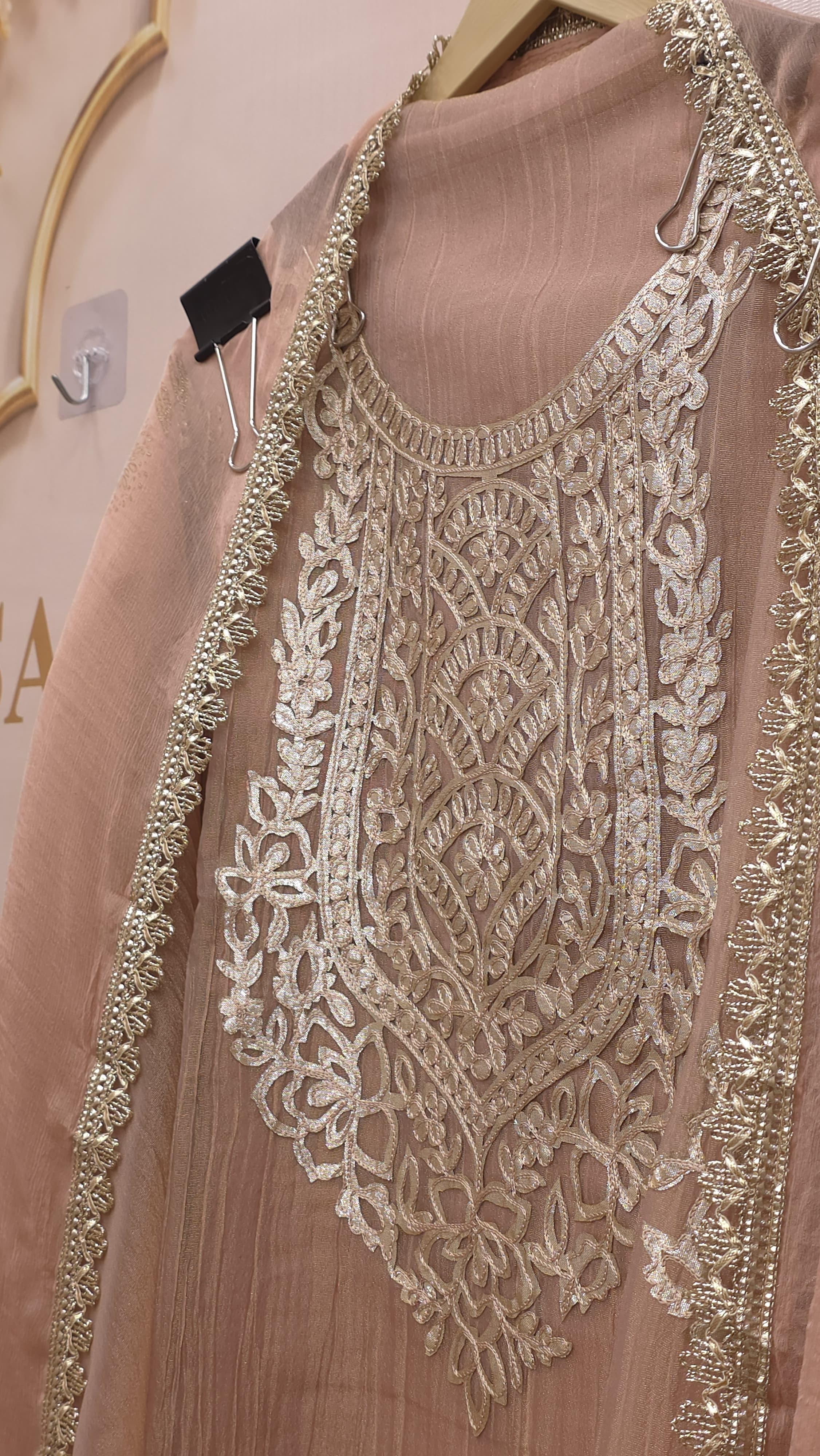 Laser Cut Crush Tissue Suit - Chiffon Dupatta