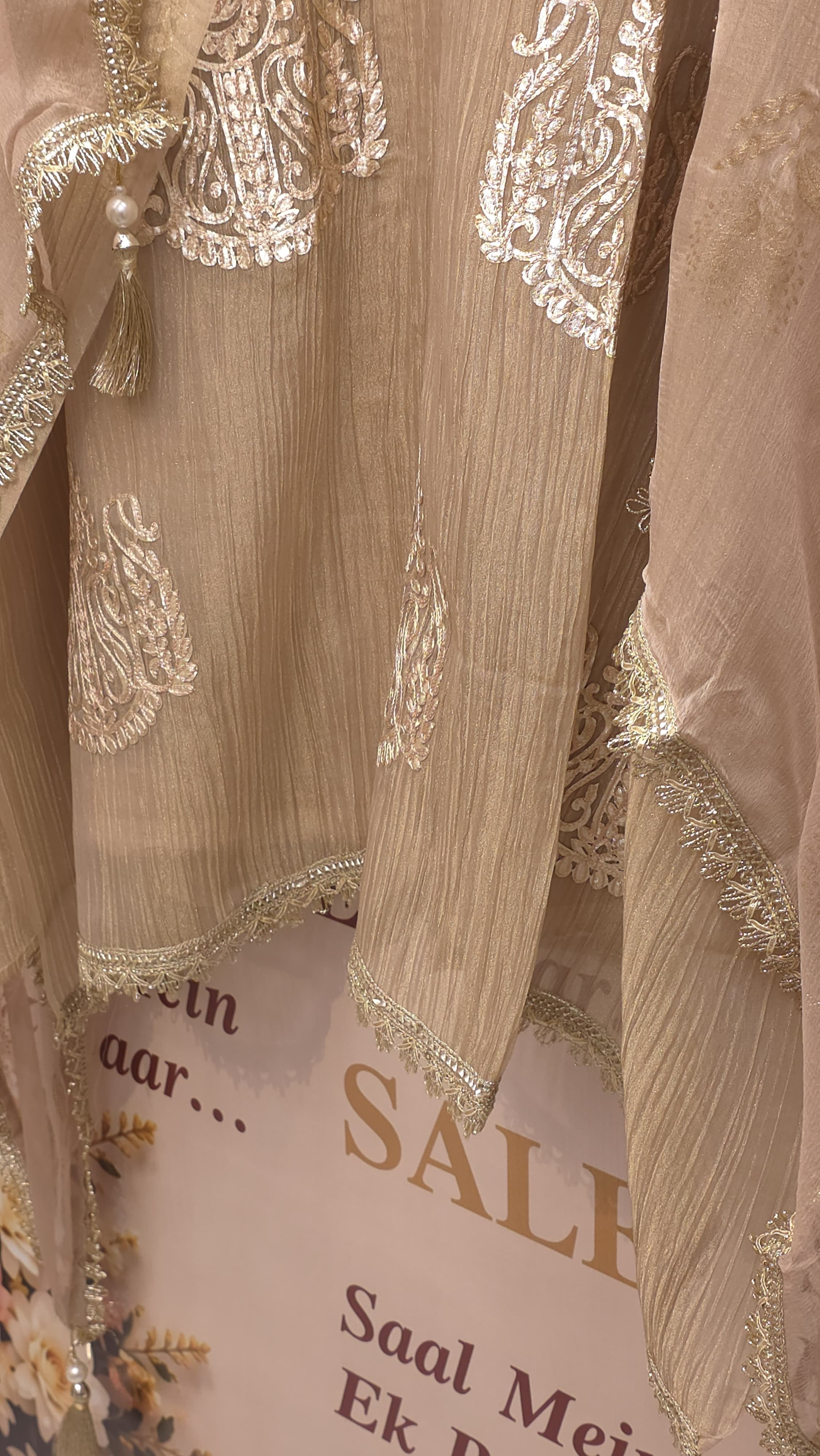 Laser Cut Crush Tissue Suit - Chiffon Dupatta