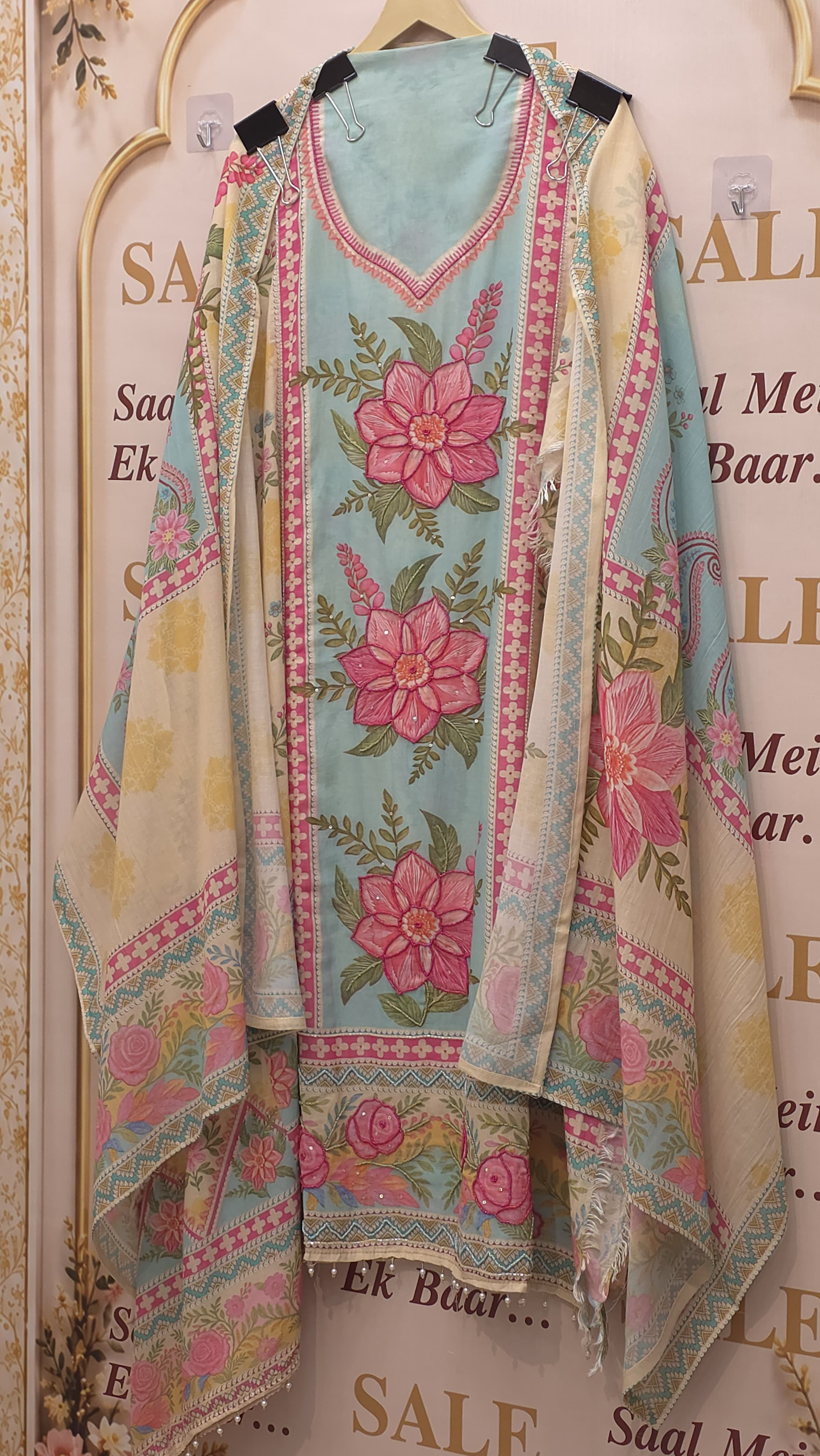 Floral Malchanderi Suit With Beadwork