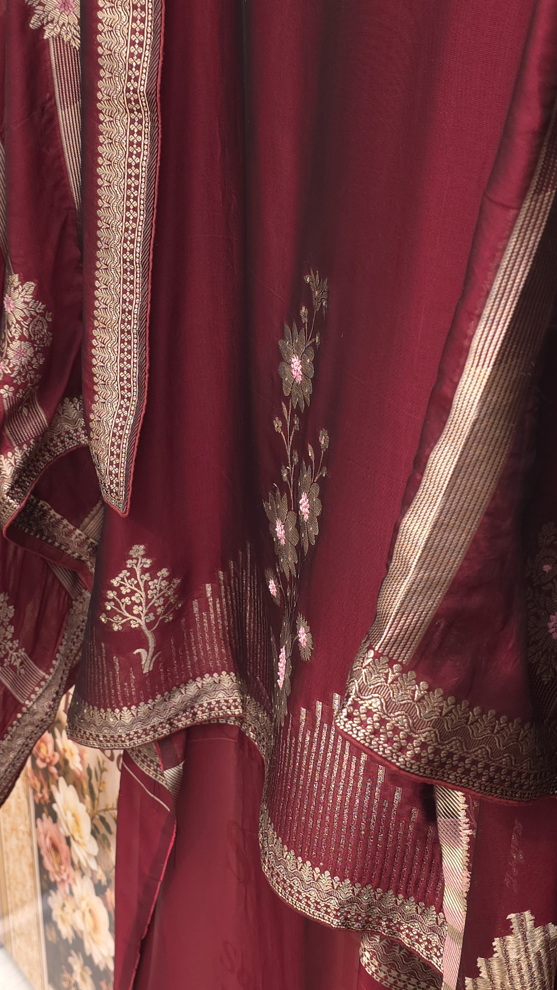 Burgundy Kanjivaram Silk Suit