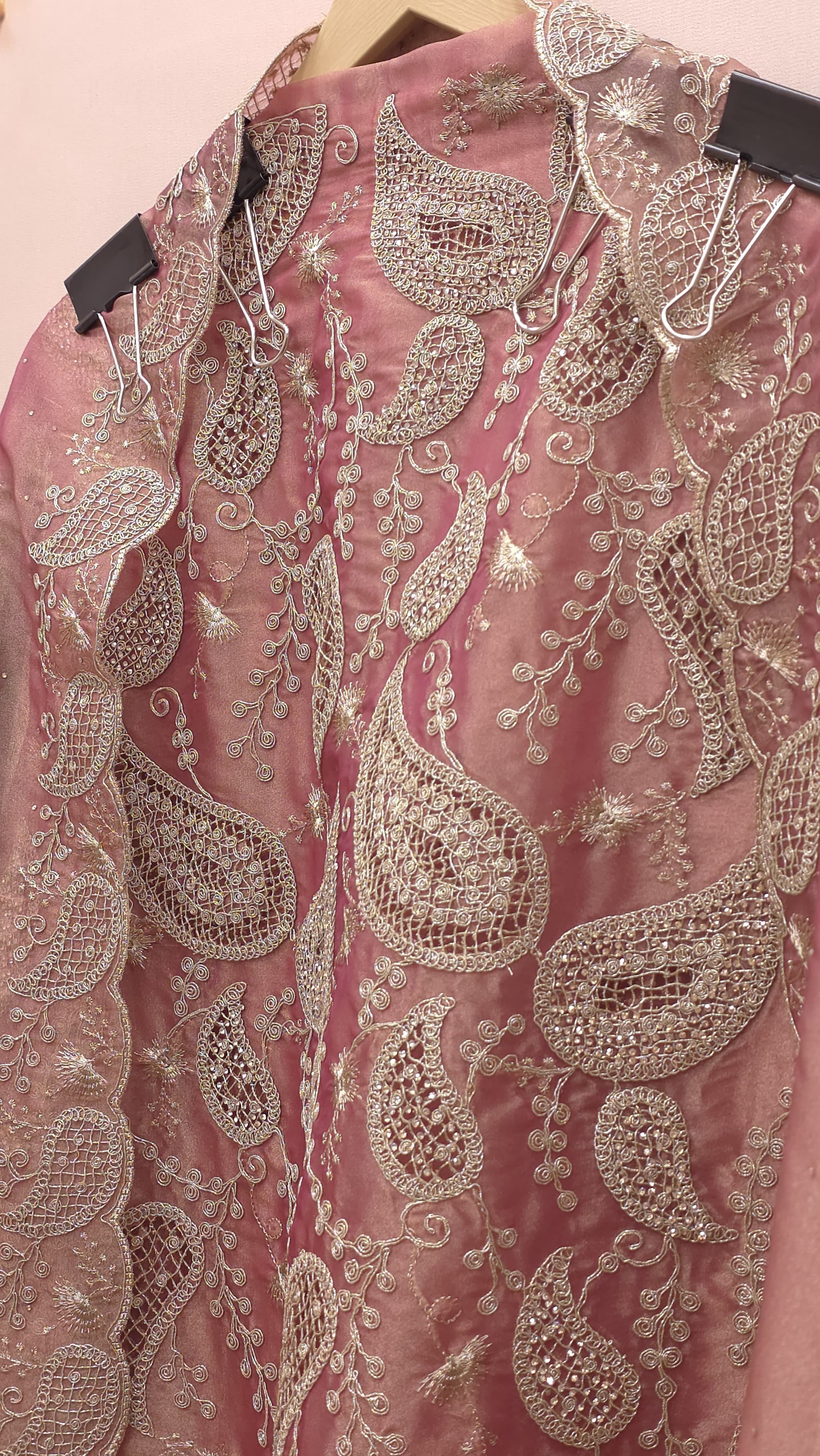 Formal Tissue Suit with statement Pakistani Jaali work
