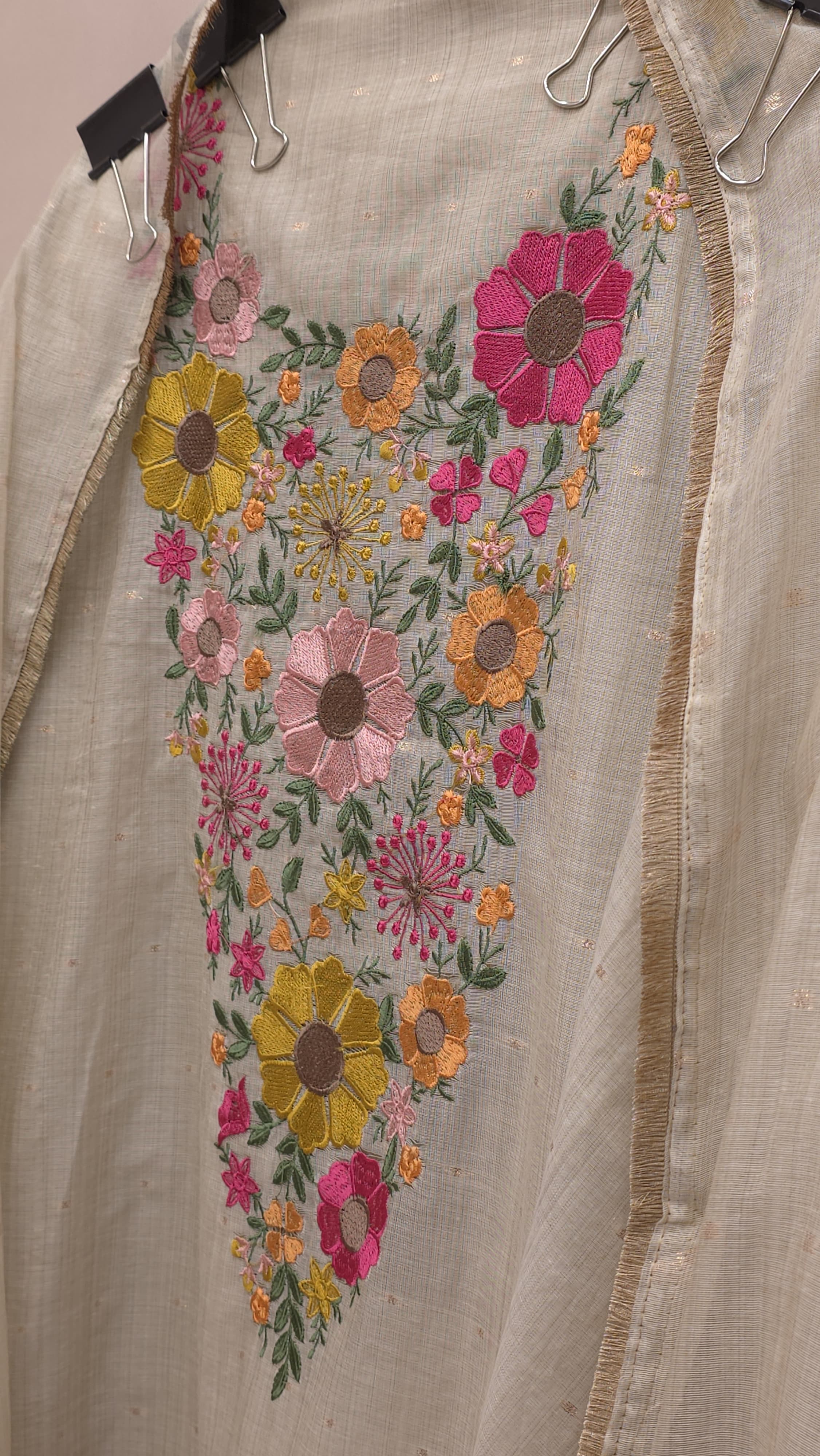 Floral Embroidered Jamdani Cotton Suit