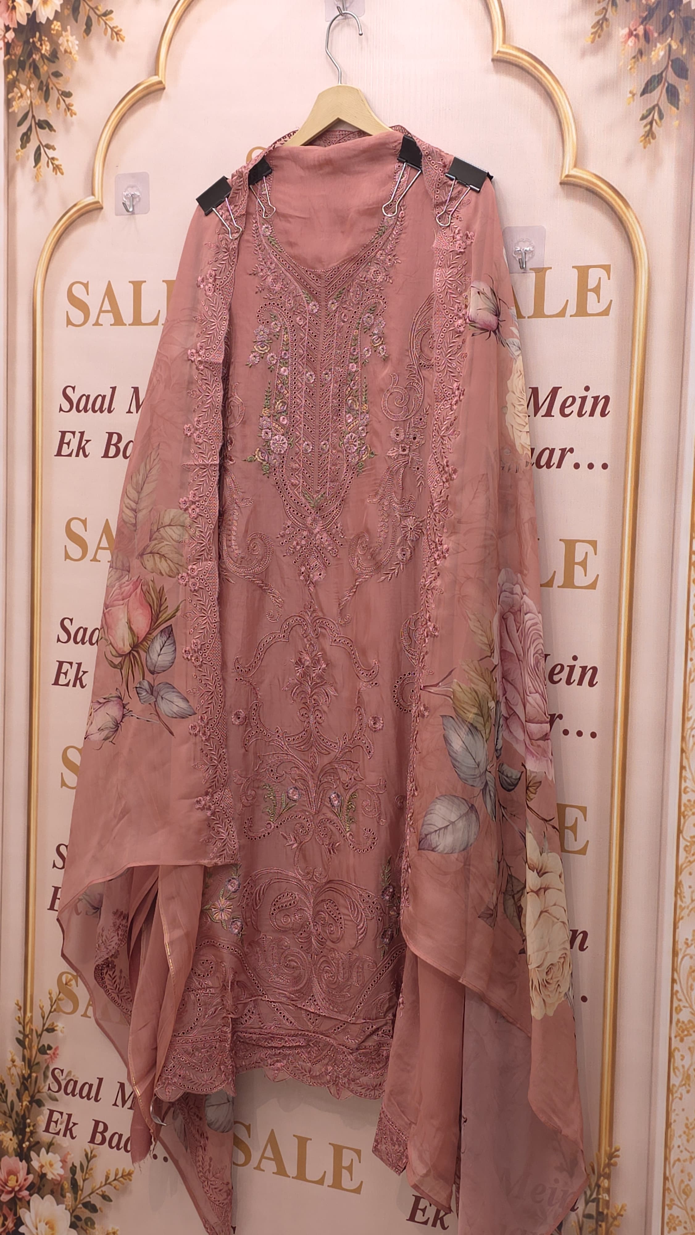 Pakistani Organza Cutwork- Threadwork Suit