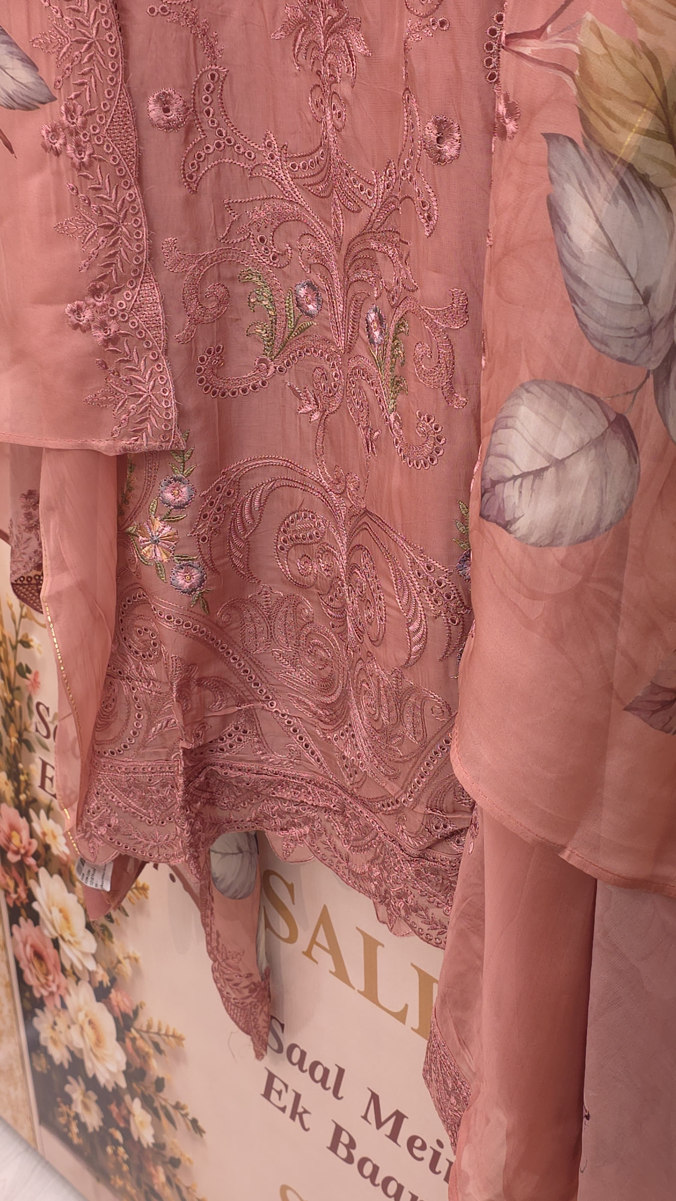 Pakistani Organza Cutwork- Threadwork Suit