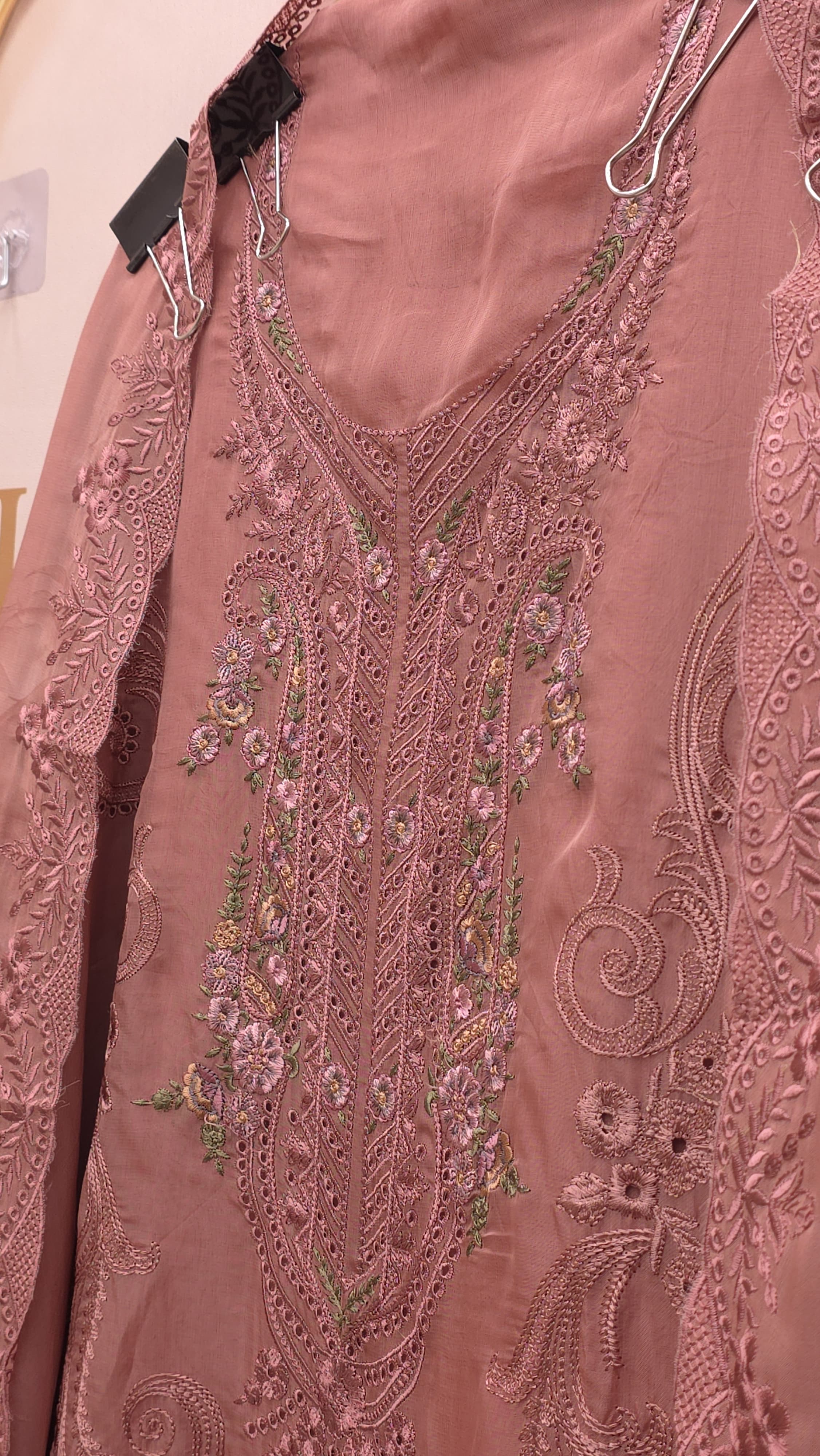 Pakistani Organza Cutwork- Threadwork Suit