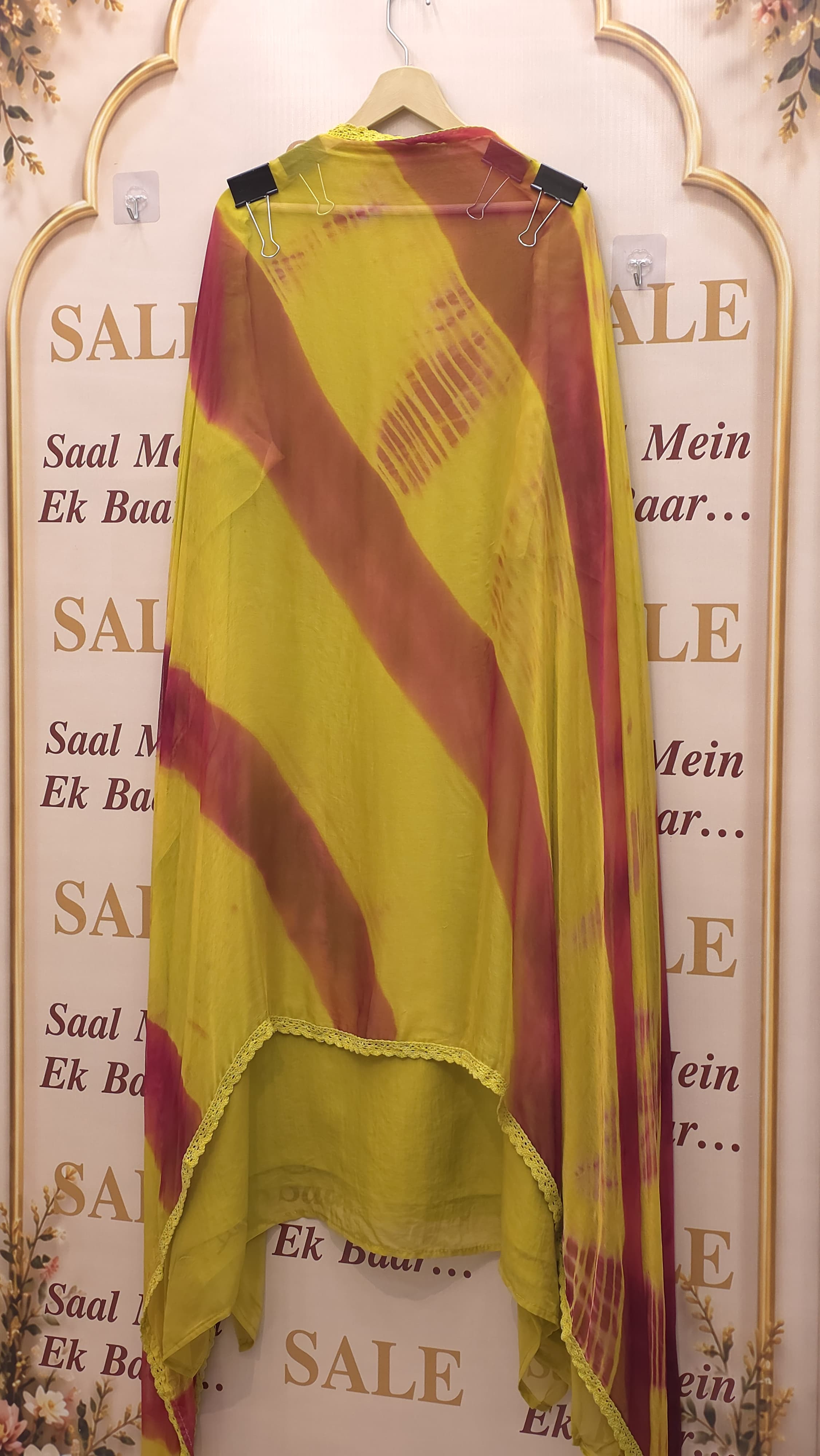 Stylish Organza  Suit with Tie & Dye Chiffon Dupatta