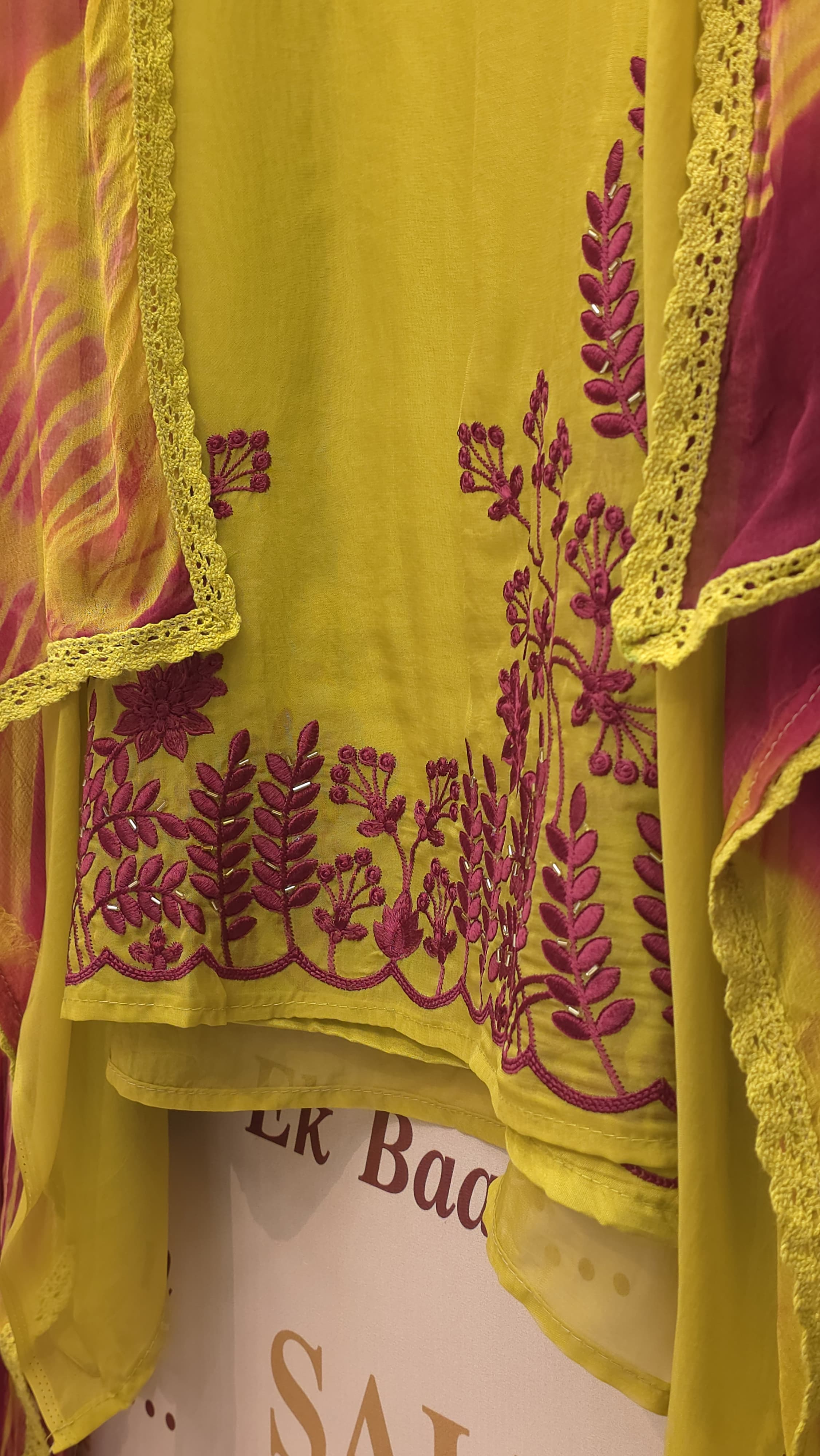 Stylish Organza  Suit with Tie & Dye Chiffon Dupatta