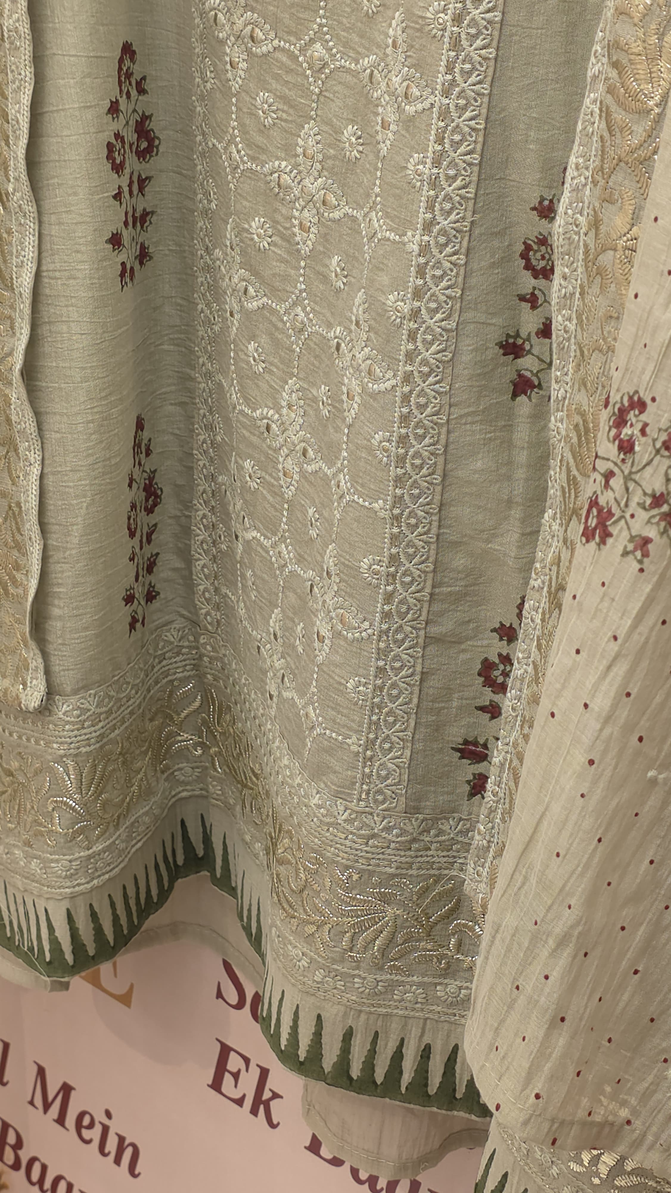Mulchanderi Suit With Pitta,Threadwork & Print's