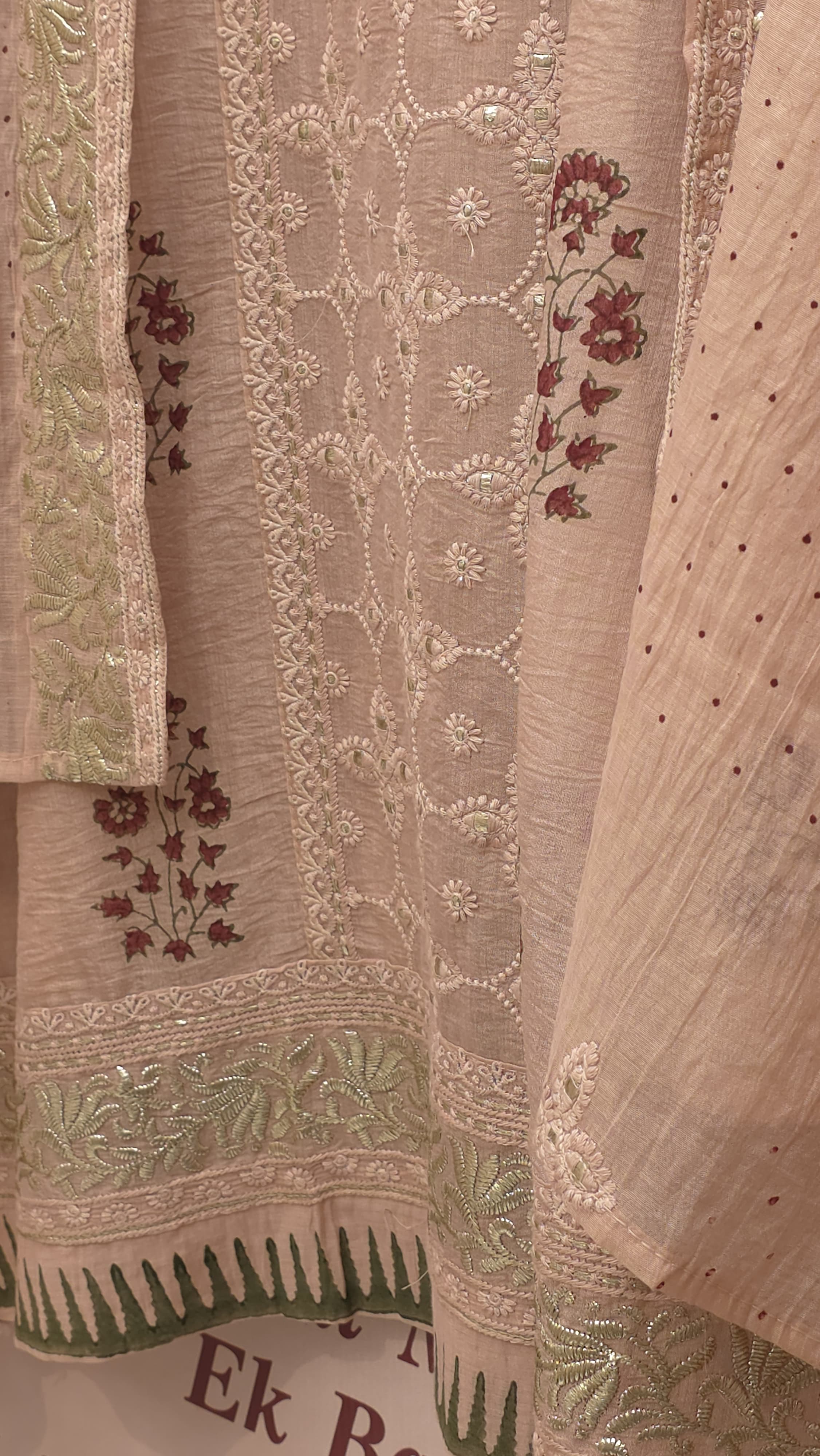Mulchanderi Suit With Pitta,Threadwork & Print's